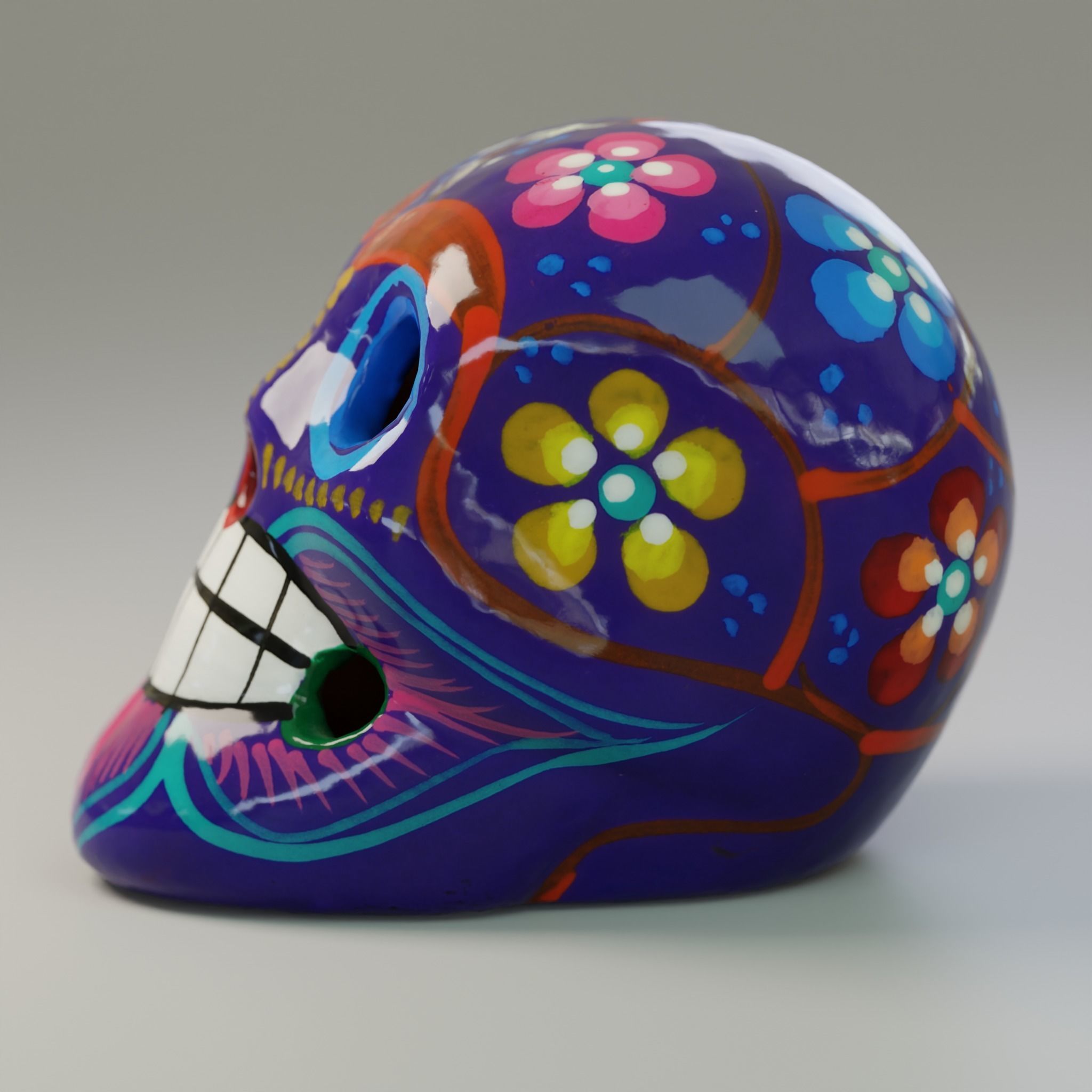 Painted Mexican Skull - 3D Scan  Low-poly 3D model_5