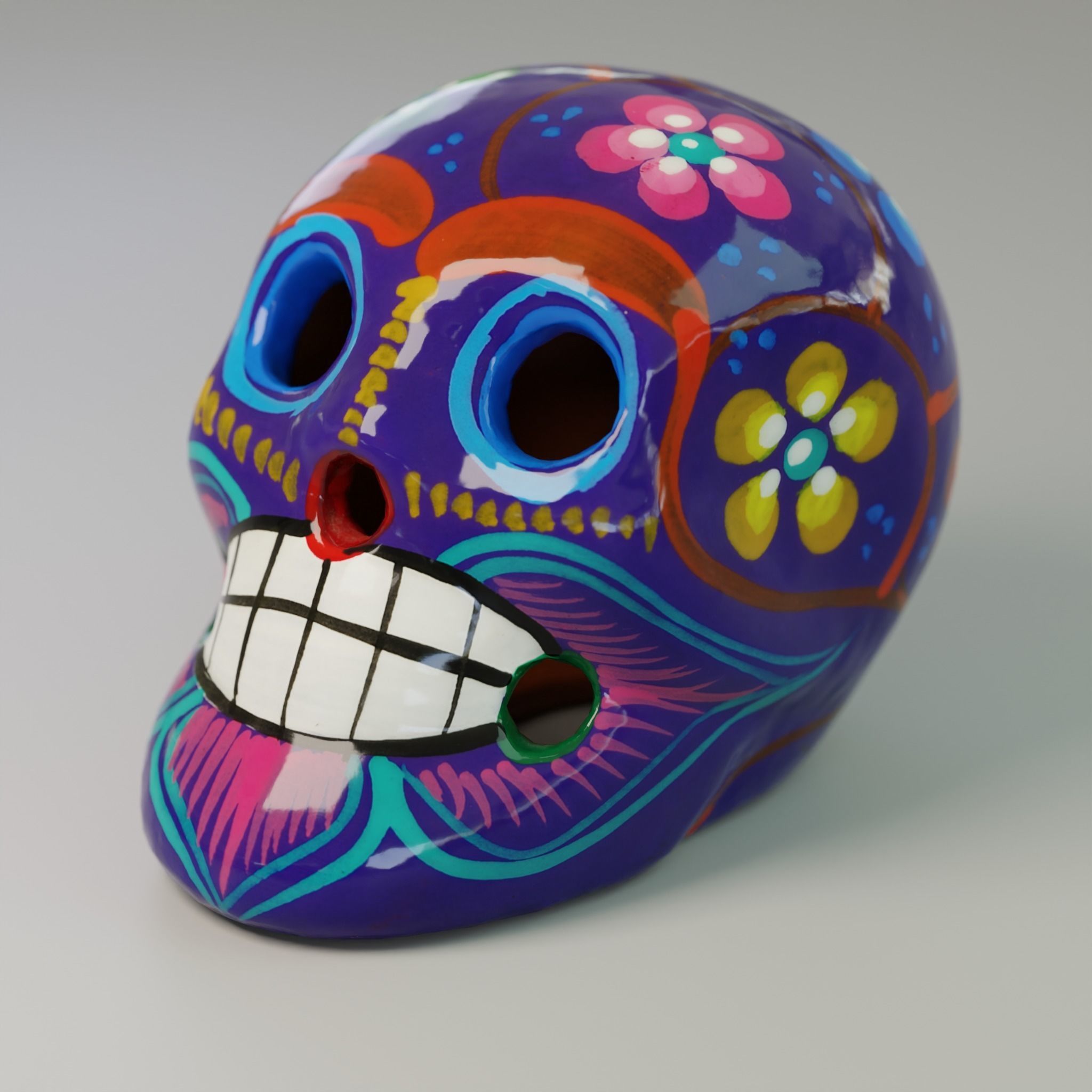 Painted Mexican Skull - 3D Scan  Low-poly 3D model_3