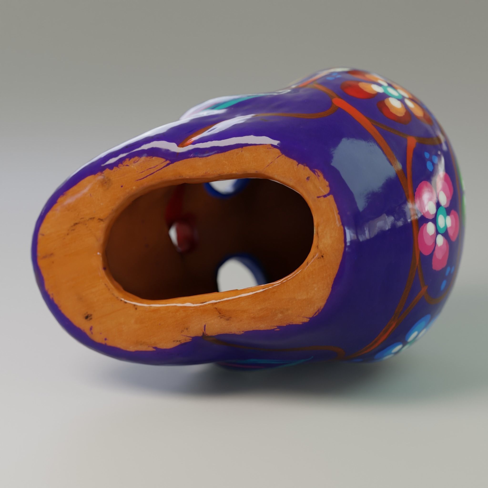 Painted Mexican Skull - 3D Scan  Low-poly 3D model_7