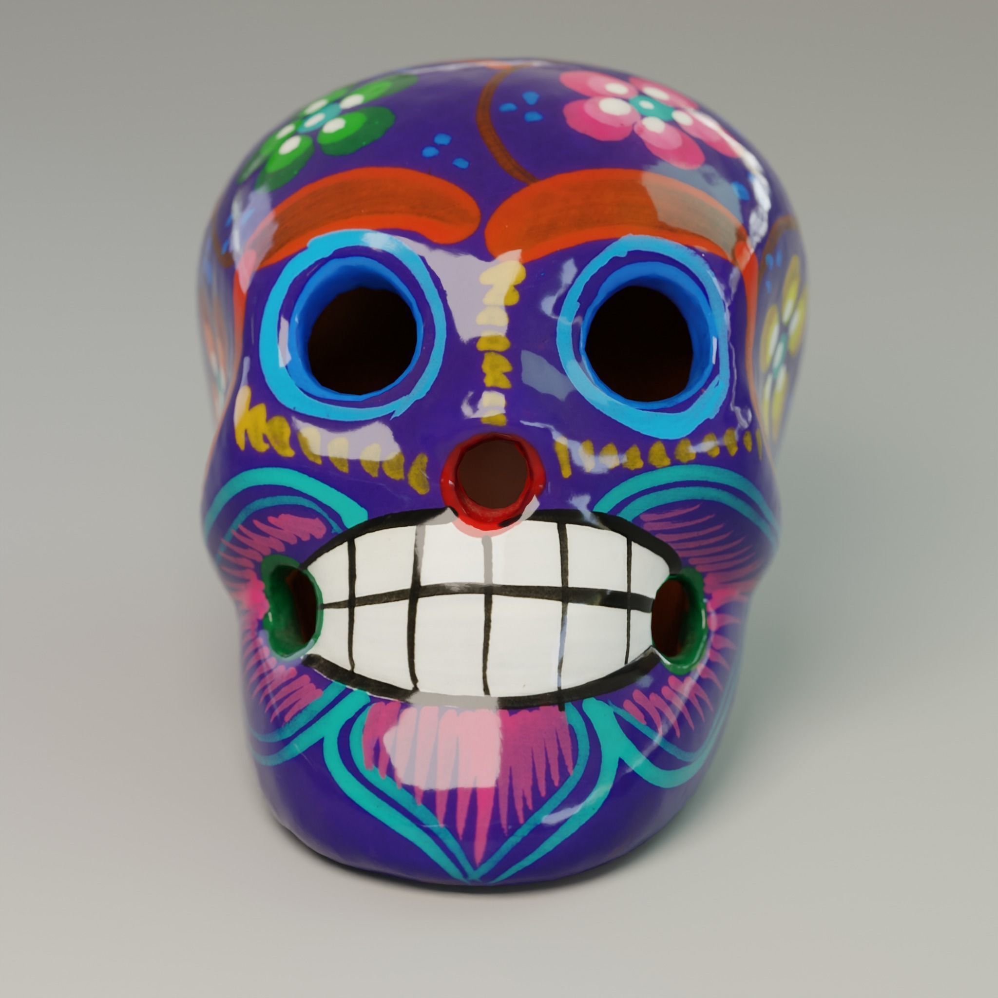 Painted Mexican Skull - 3D Scan  Low-poly 3D model_2