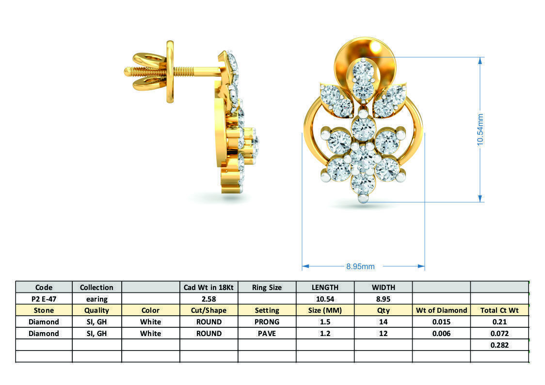 Women earrings 3dm stl render detail 3D print model_3