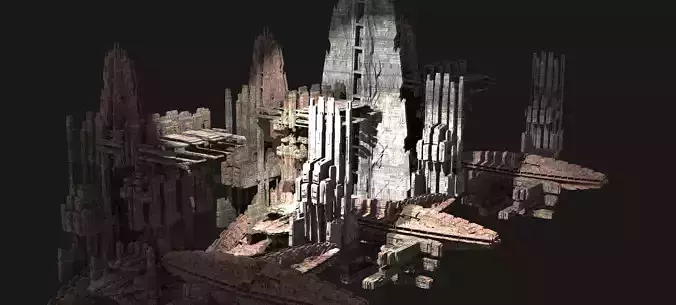 Mega City Dystopian  Space Station Ships Kit bash 3D model