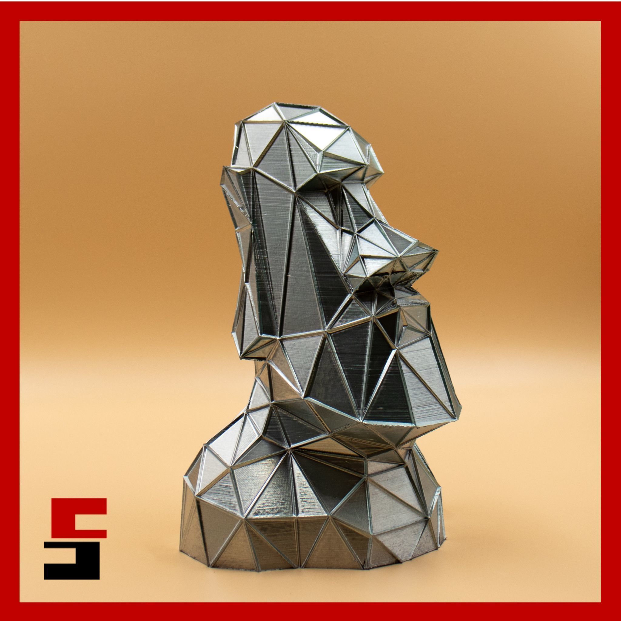 Moai Voronoi Low Poly 3D print model_10