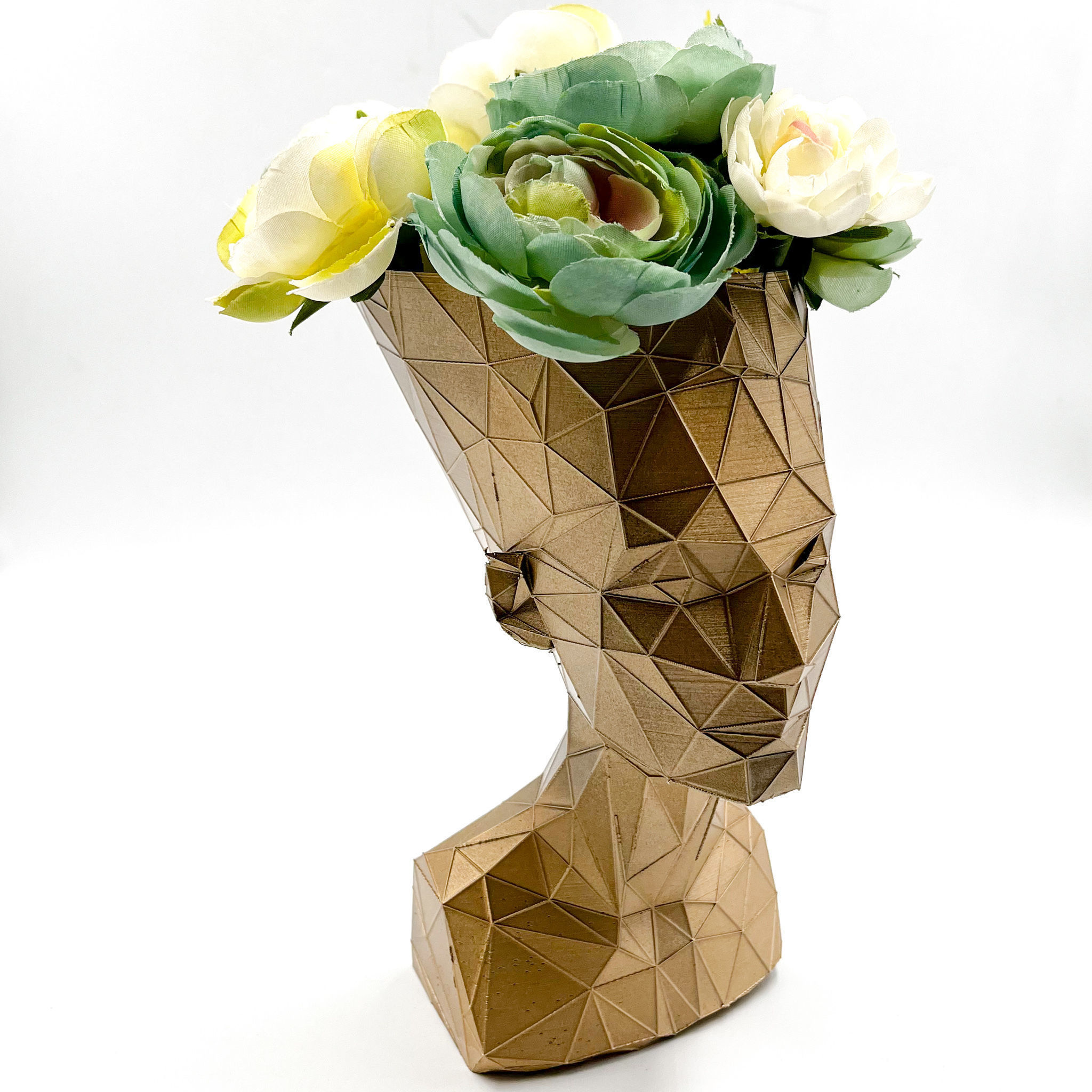 Nefertiti Planter Pot Voronoi Low Poly 3D print model_8