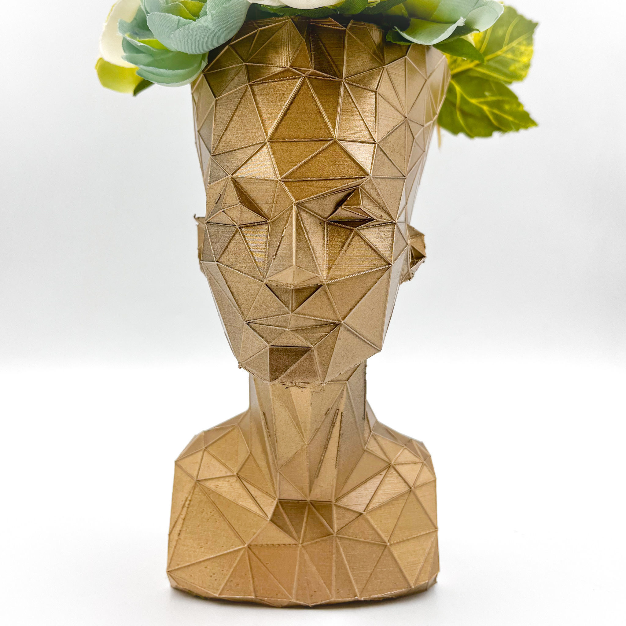 Nefertiti Planter Pot Voronoi Low Poly 3D print model_7