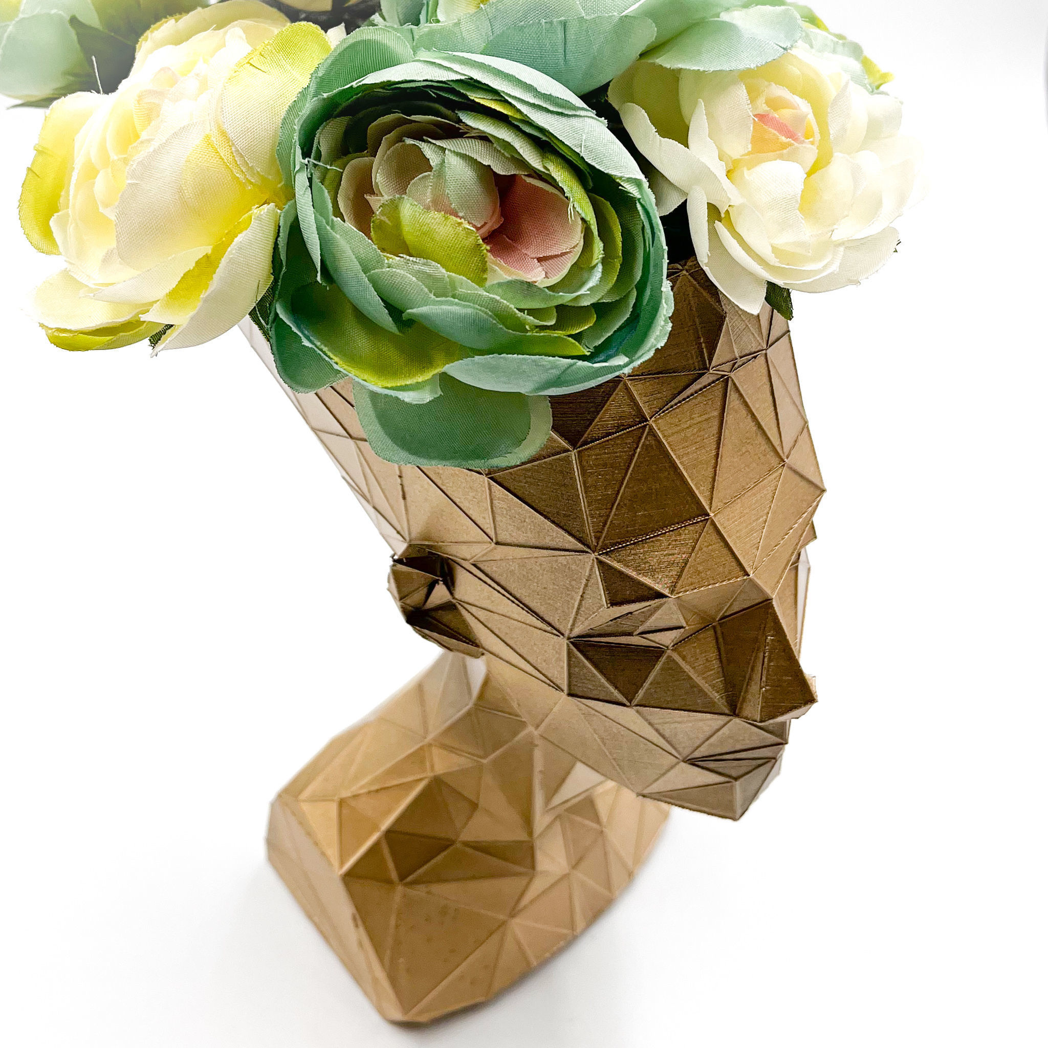 Nefertiti Planter Pot Voronoi Low Poly 3D print model_10