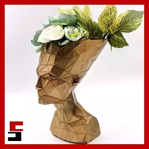 Nefertiti Planter Pot Voronoi Low Poly 3D print model