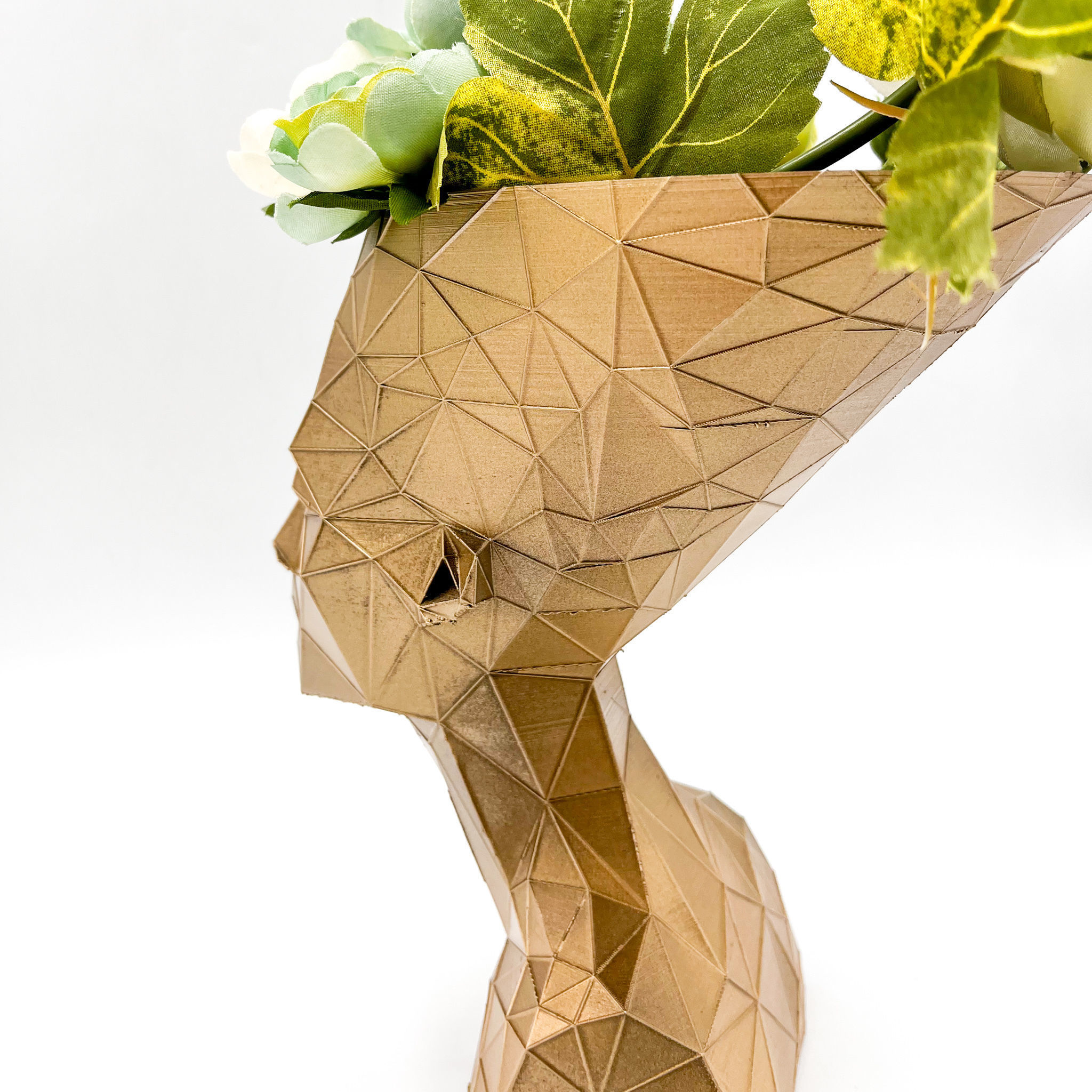 Nefertiti Planter Pot Voronoi Low Poly 3D print model_6