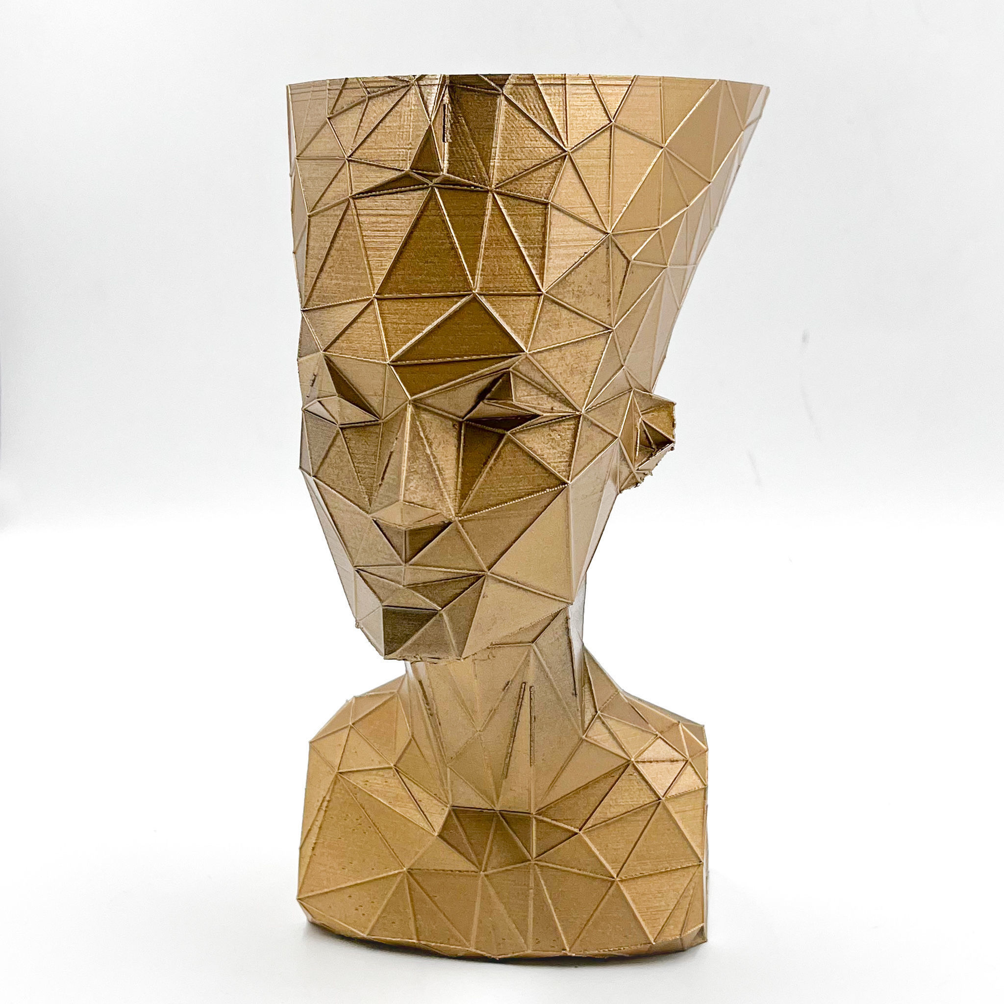 Nefertiti Planter Pot Voronoi Low Poly 3D print model_12