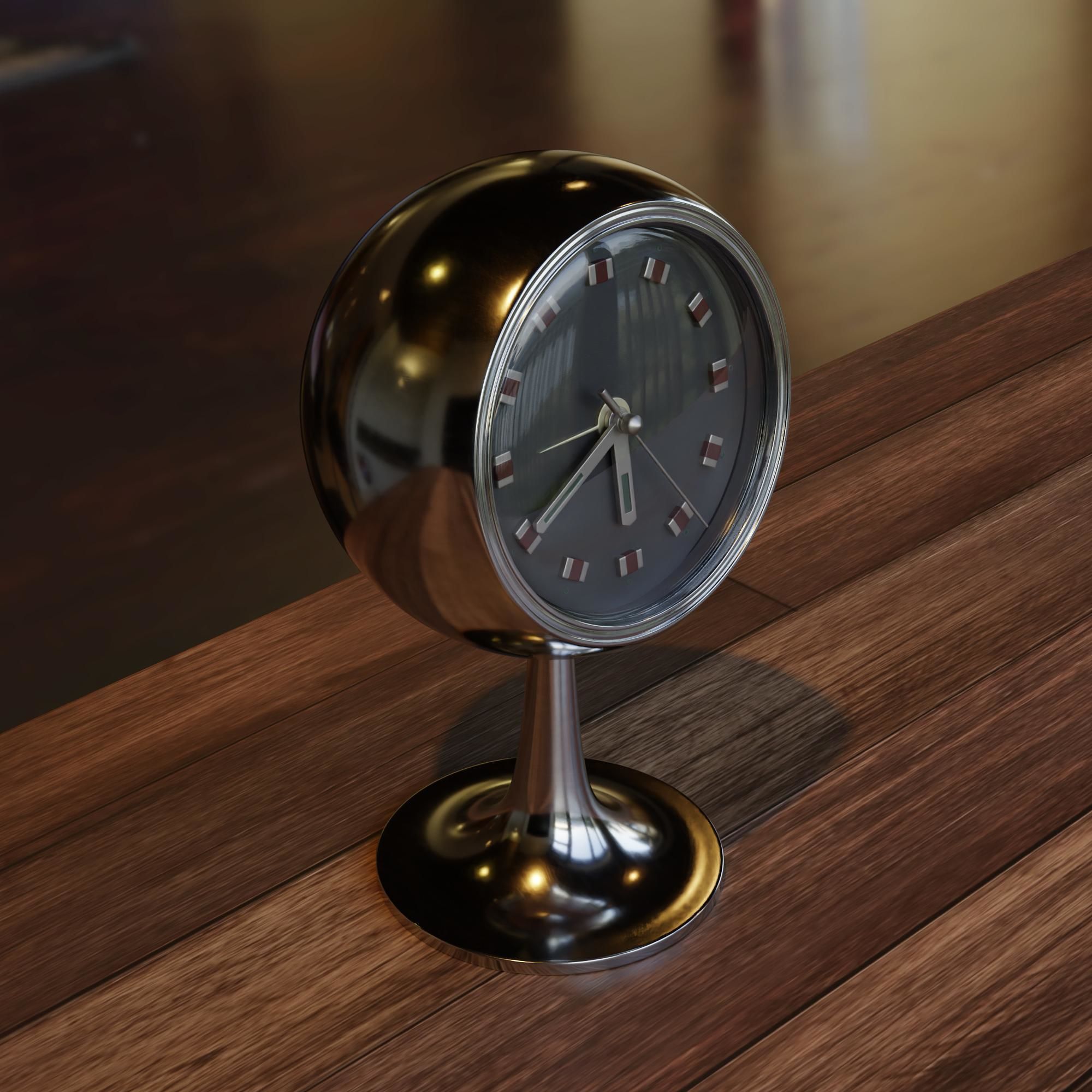 Vintage Coral Clock 3D model_3