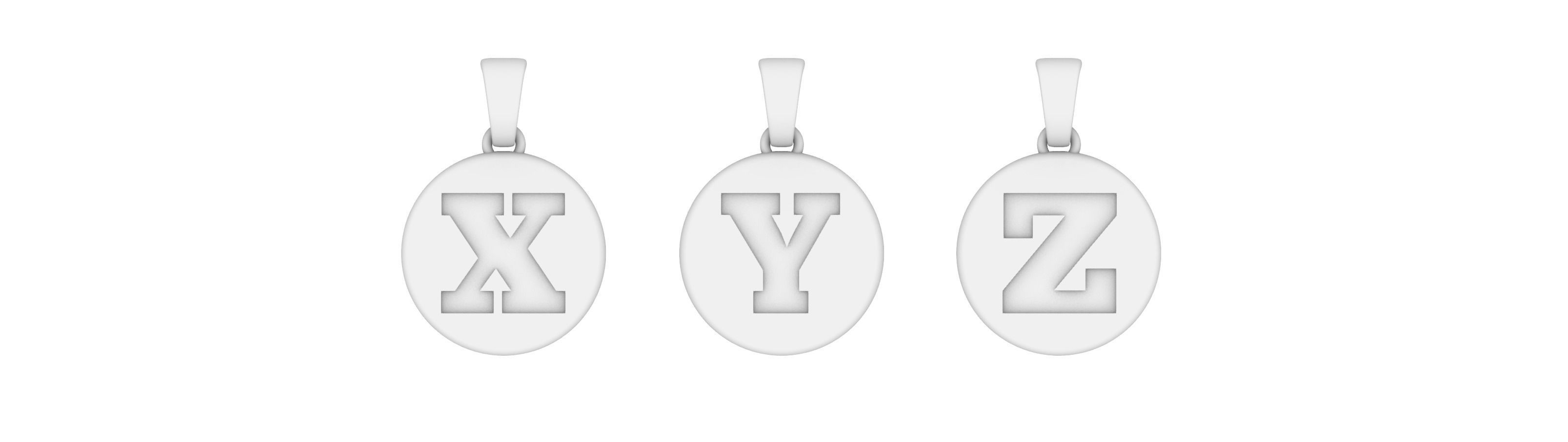 Alphabet Letters Circle Pendants Plain 3D print model_15