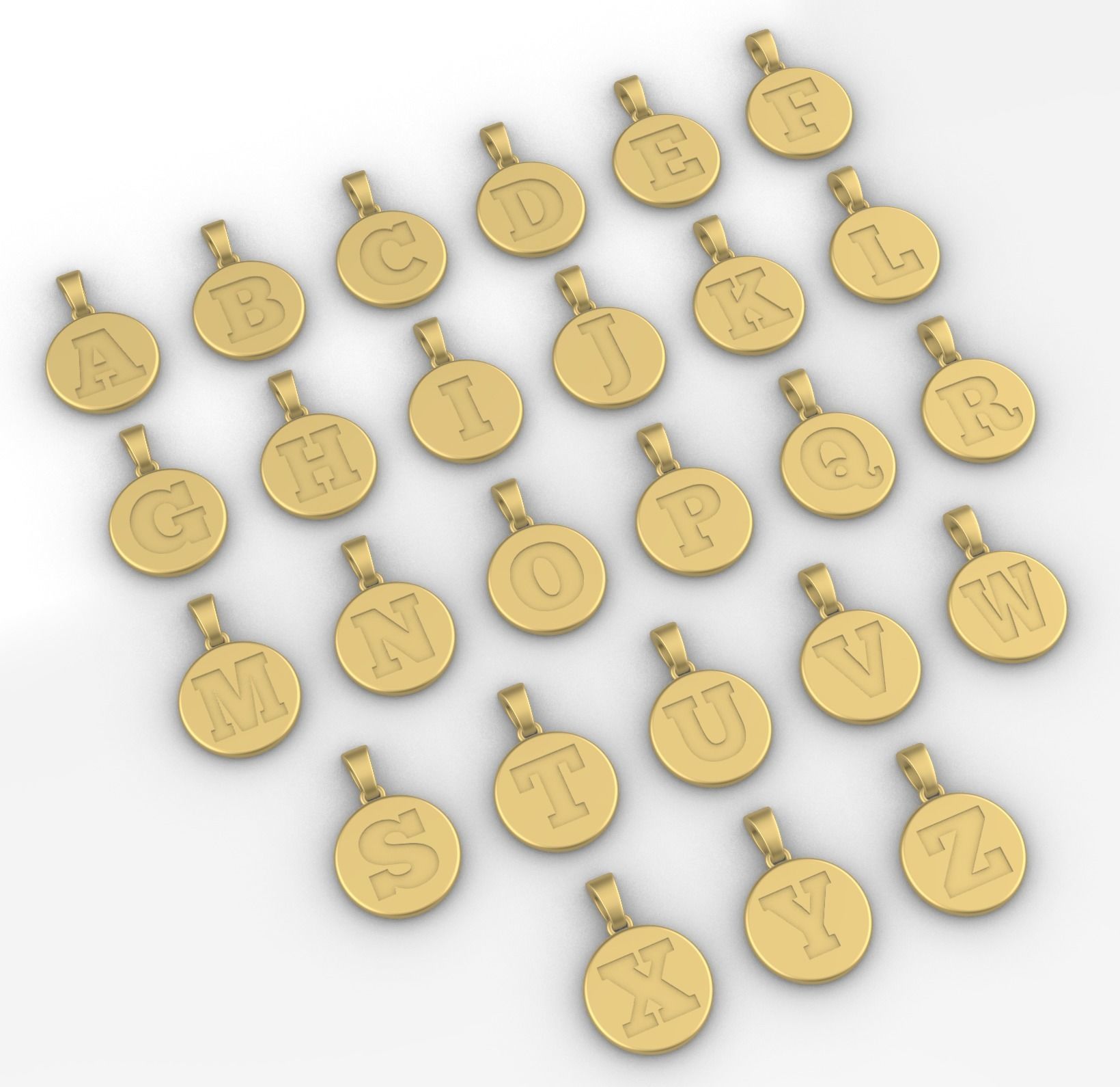 Alphabet Letters Circle Pendants Plain 3D print model_10