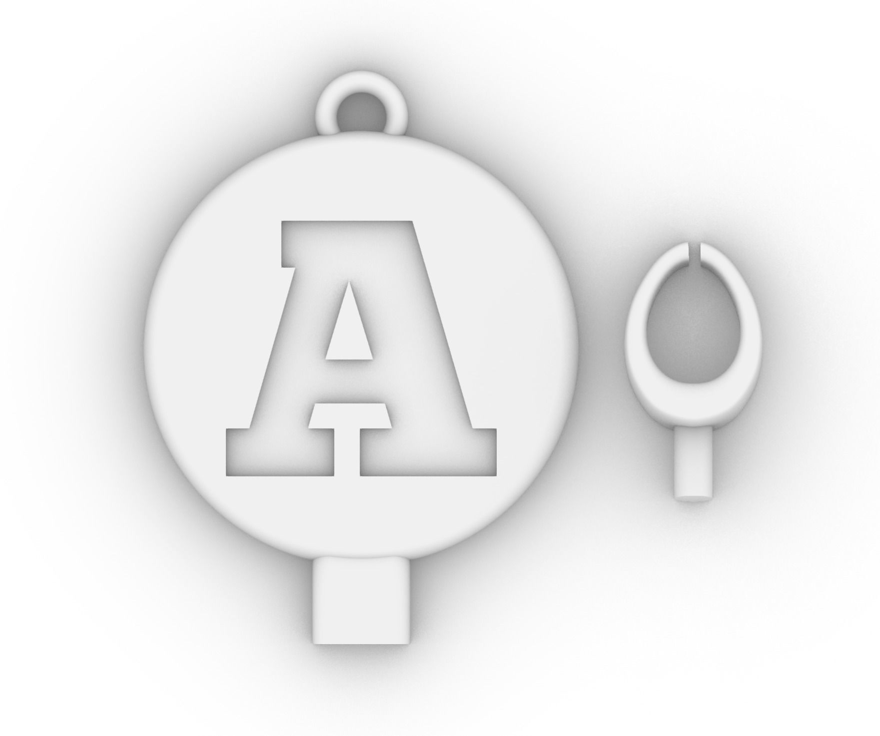 Alphabet Letters Circle Pendants Plain 3D print model_7