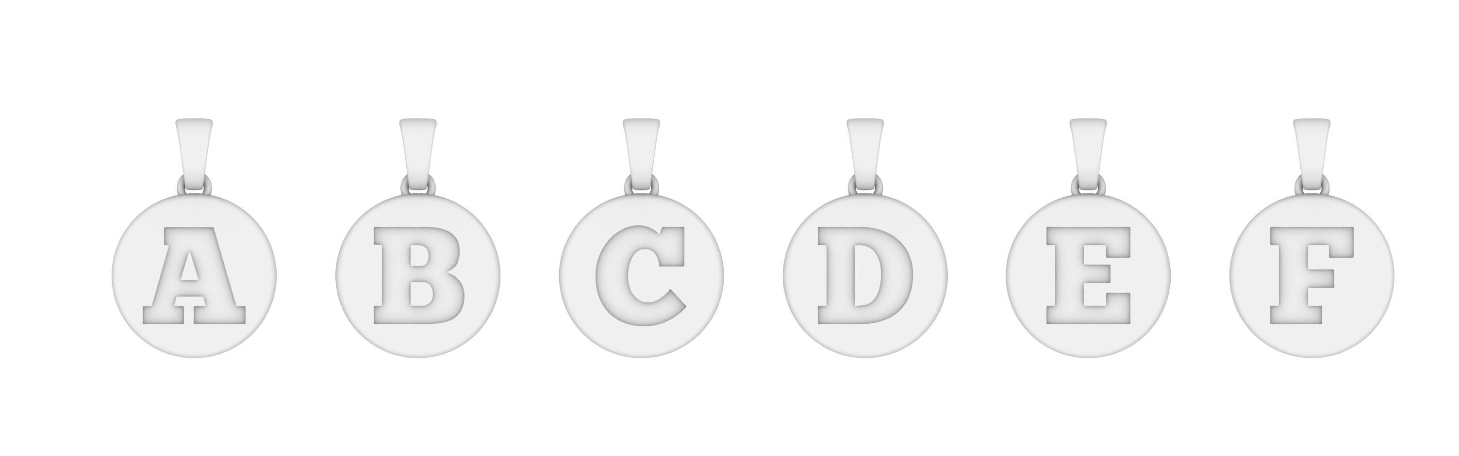Alphabet Letters Circle Pendants Plain 3D print model_11