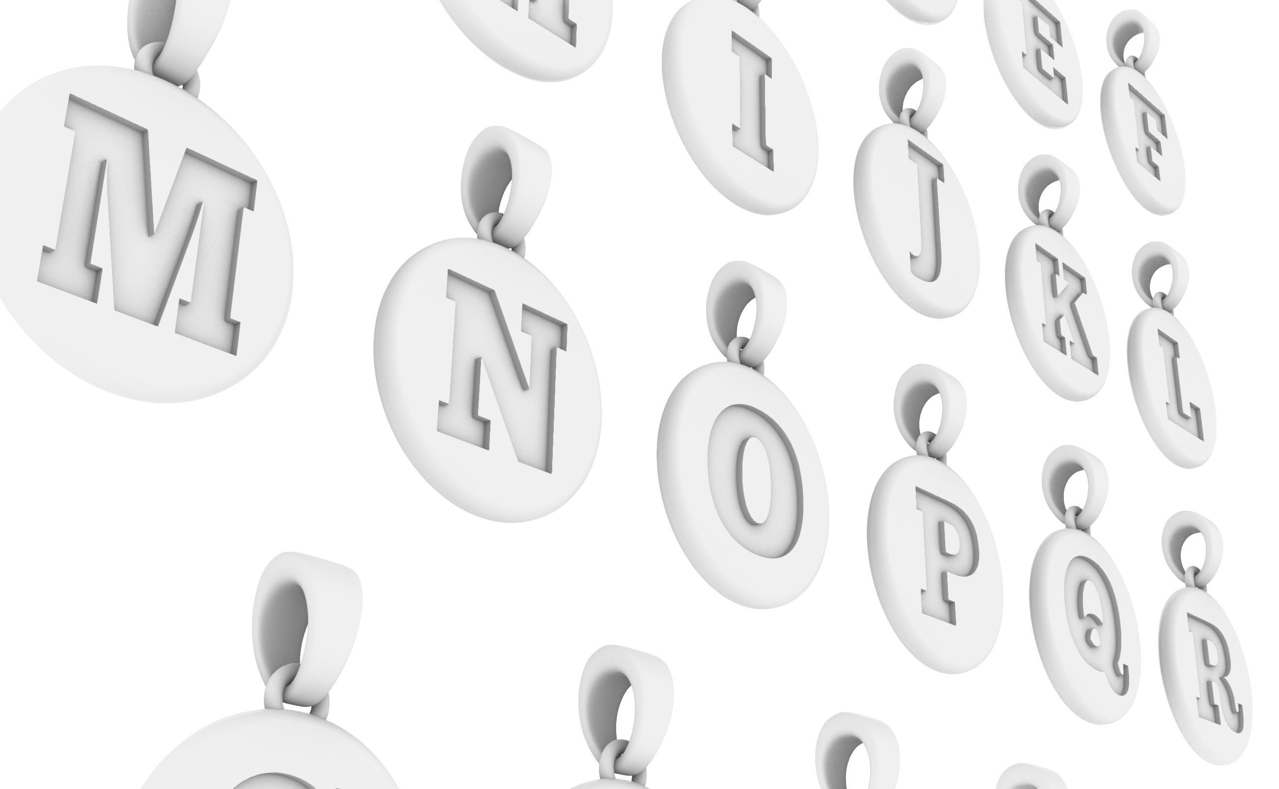 Alphabet Letters Circle Pendants Plain 3D print model_18