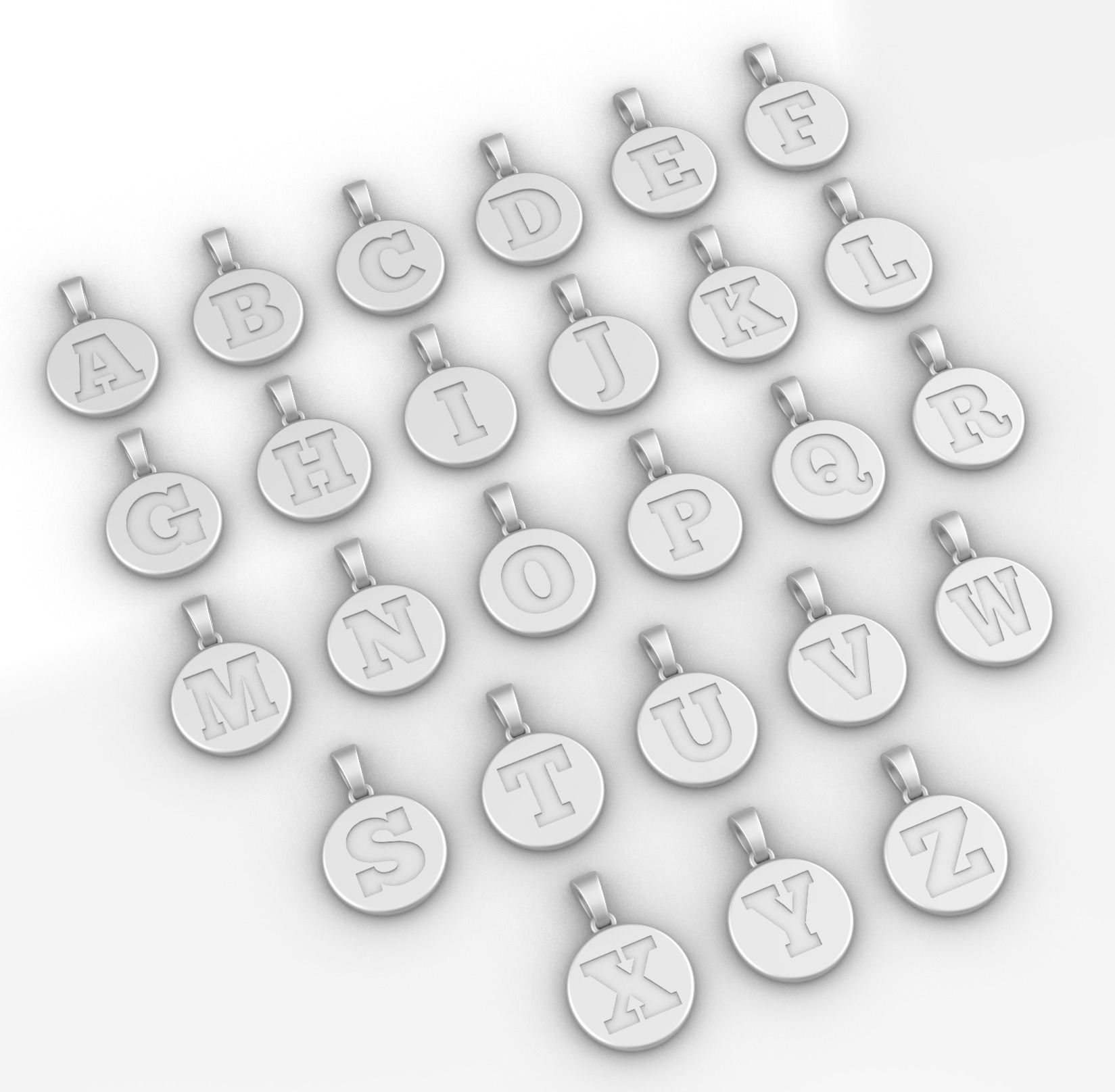 Alphabet Letters Circle Pendants Plain 3D print model_9