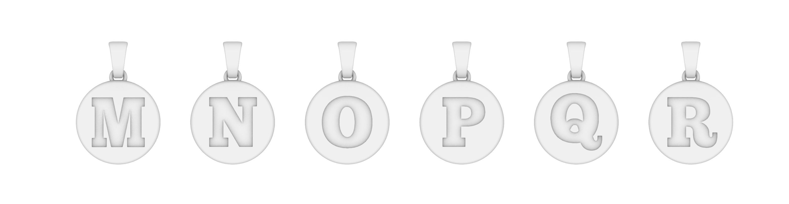 Alphabet Letters Circle Pendants Plain 3D print model_13