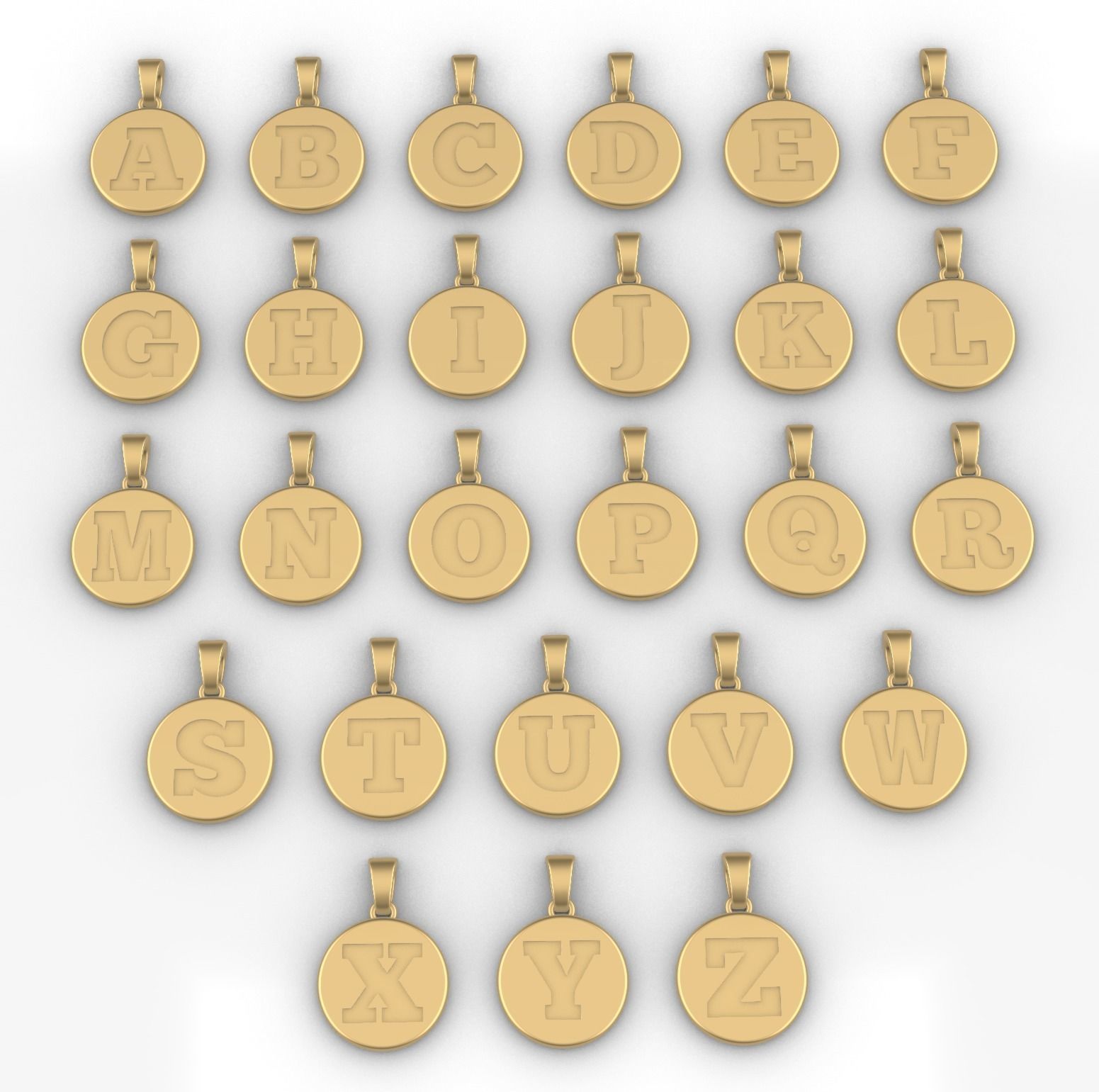 Alphabet Letters Circle Pendants Plain 3D print model_3