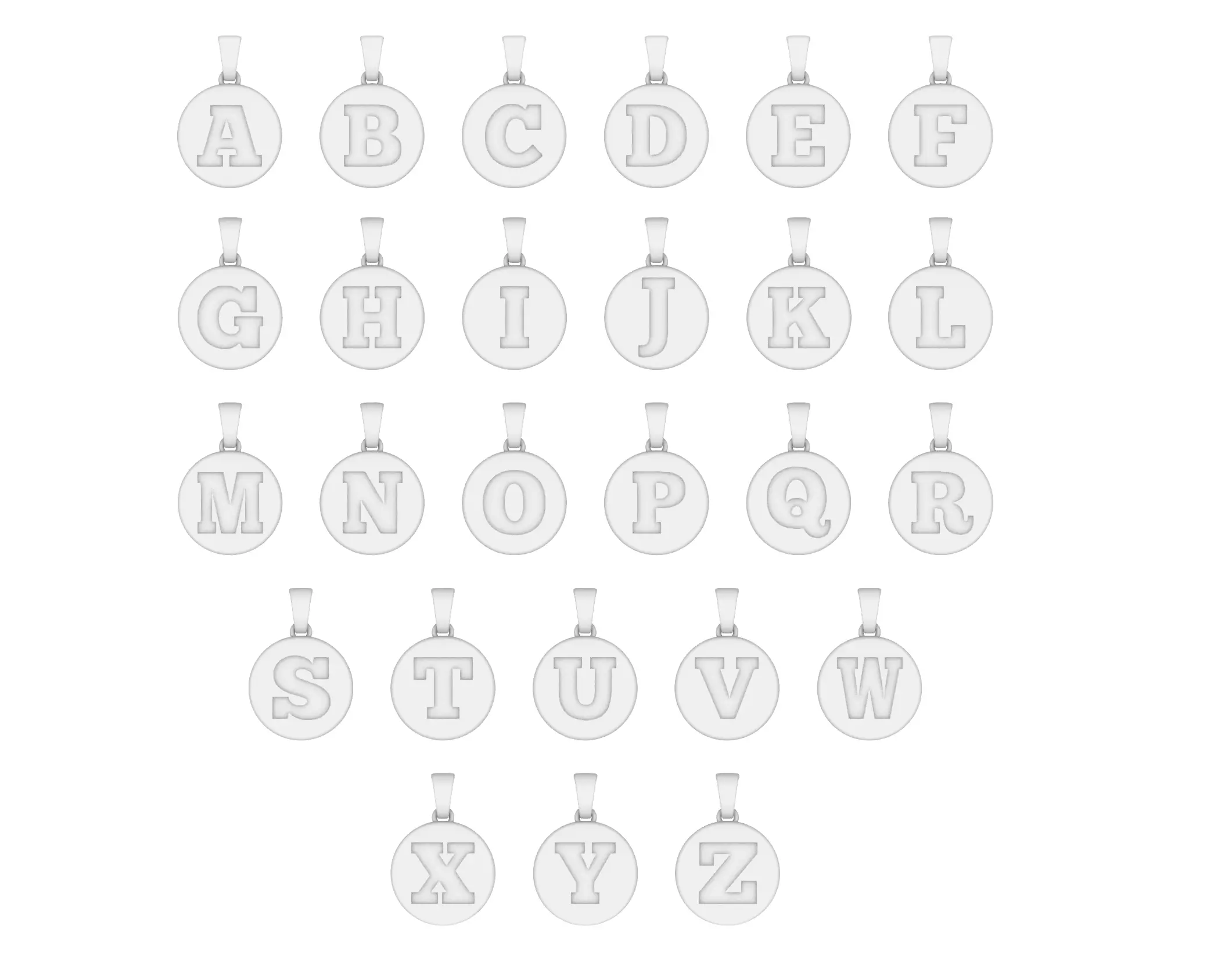 Alphabet Letters Circle Pendants Plain 3D print model_0