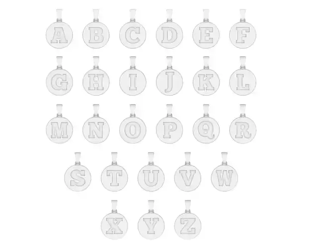 Alphabet Letters Circle Pendants Plain