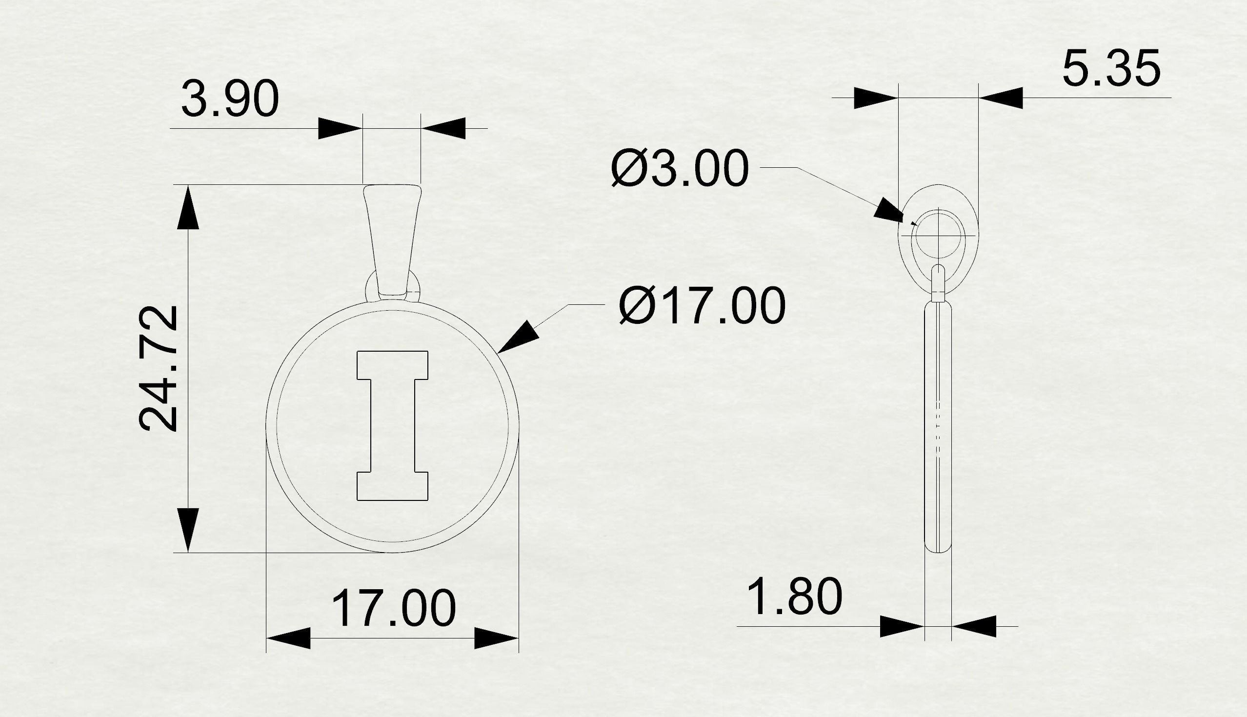 Alphabet Letters Circle Pendants Plain 3D print model_5