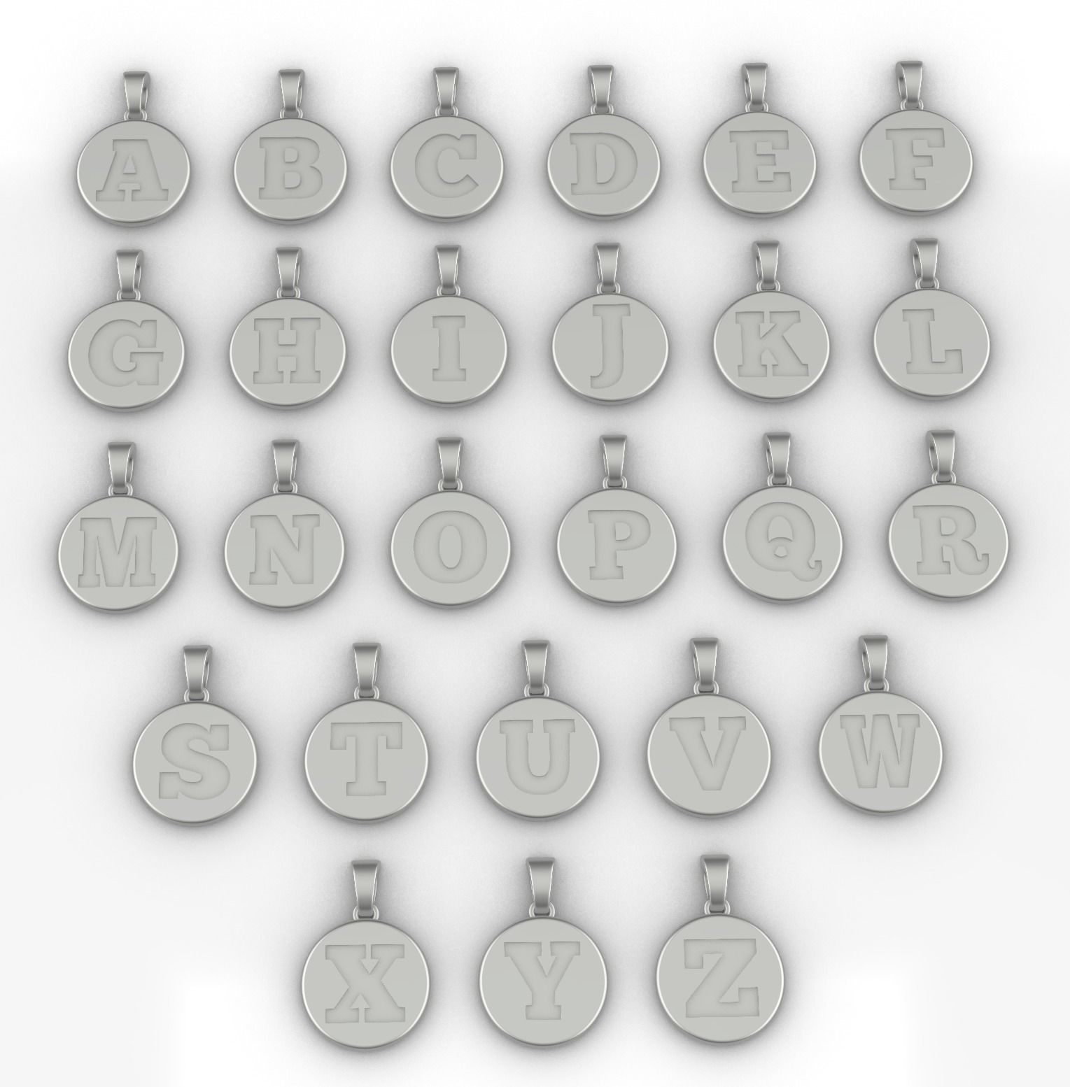 Alphabet Letters Circle Pendants Plain 3D print model_4