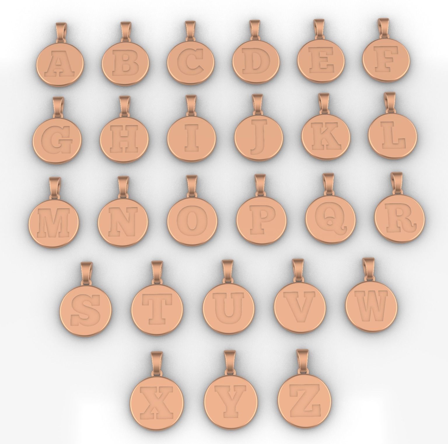 Alphabet Letters Circle Pendants Plain 3D print model_2