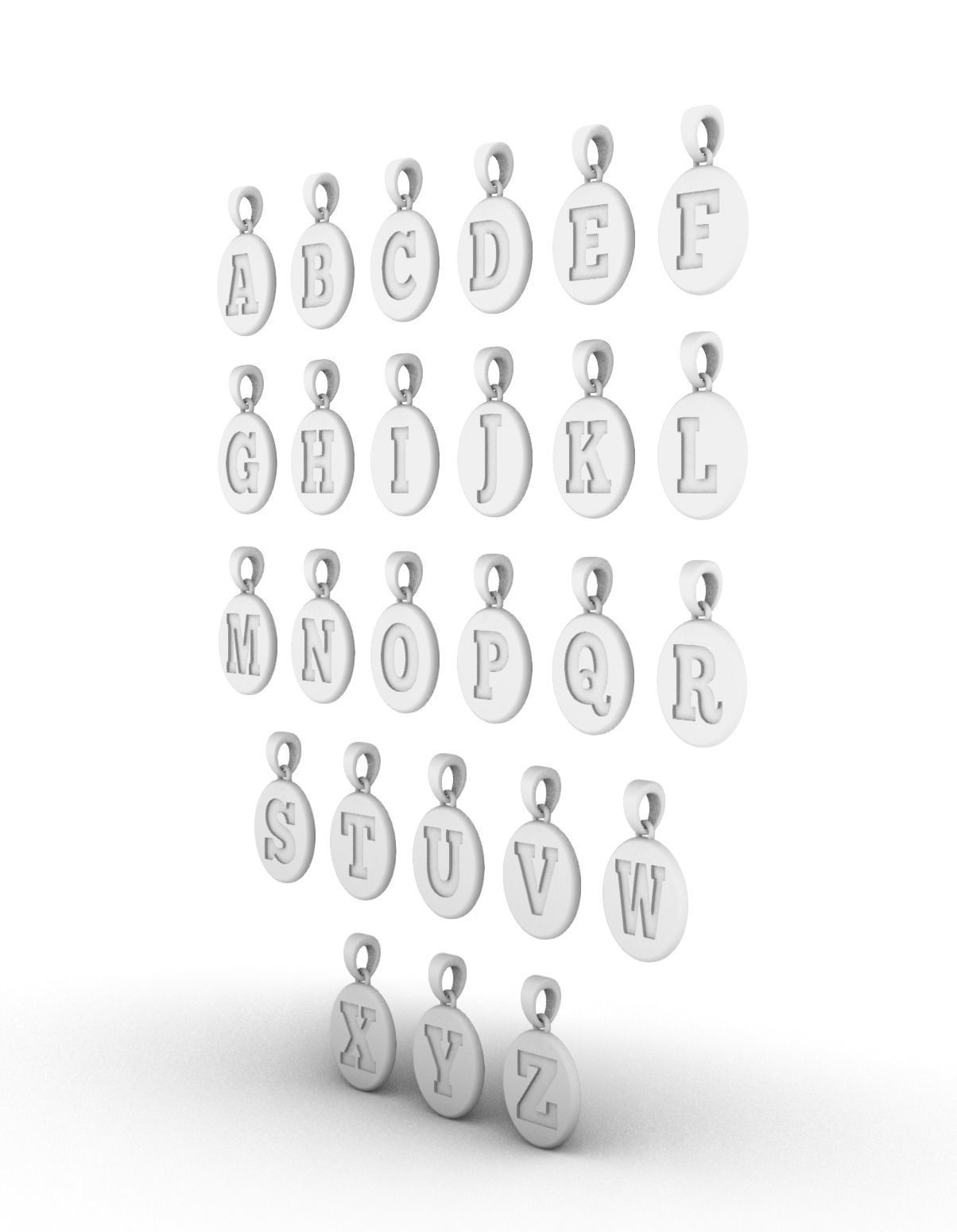 Alphabet Letters Circle Pendants Plain 3D print model_17