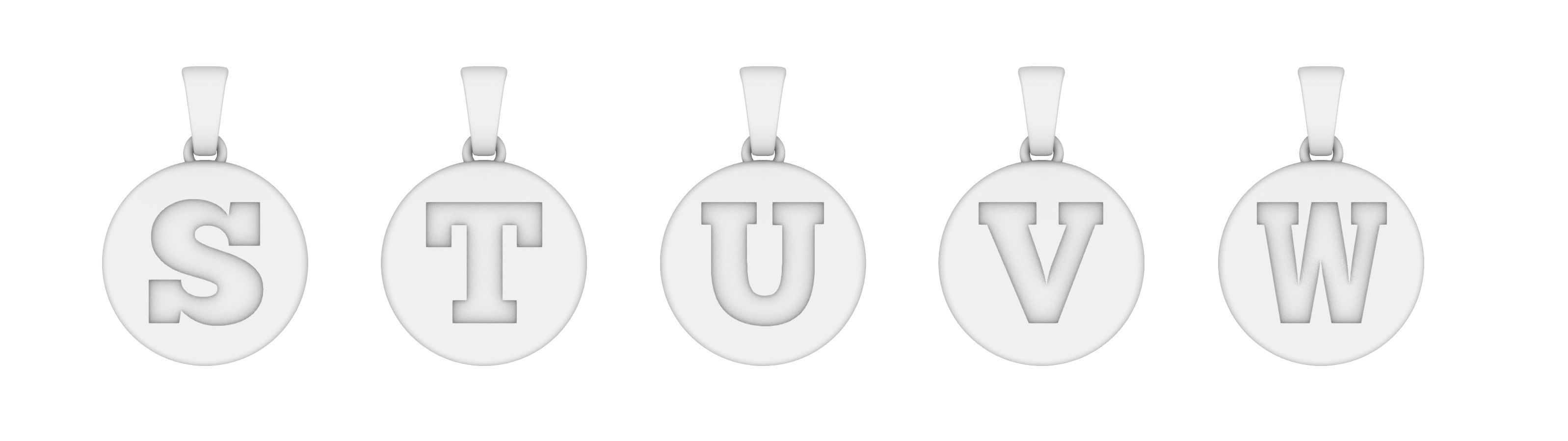 Alphabet Letters Circle Pendants Plain 3D print model_14