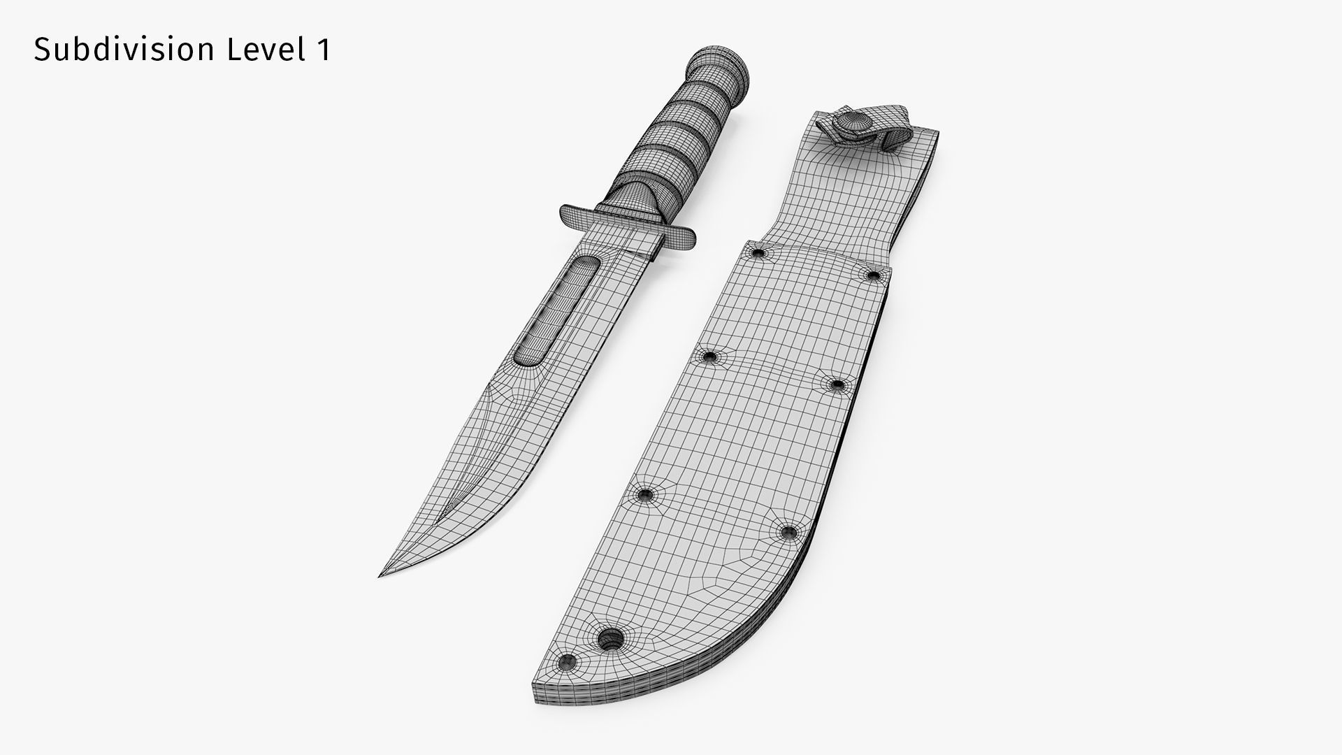USMC Ka-Bar with Leather Sheat 3D model_15