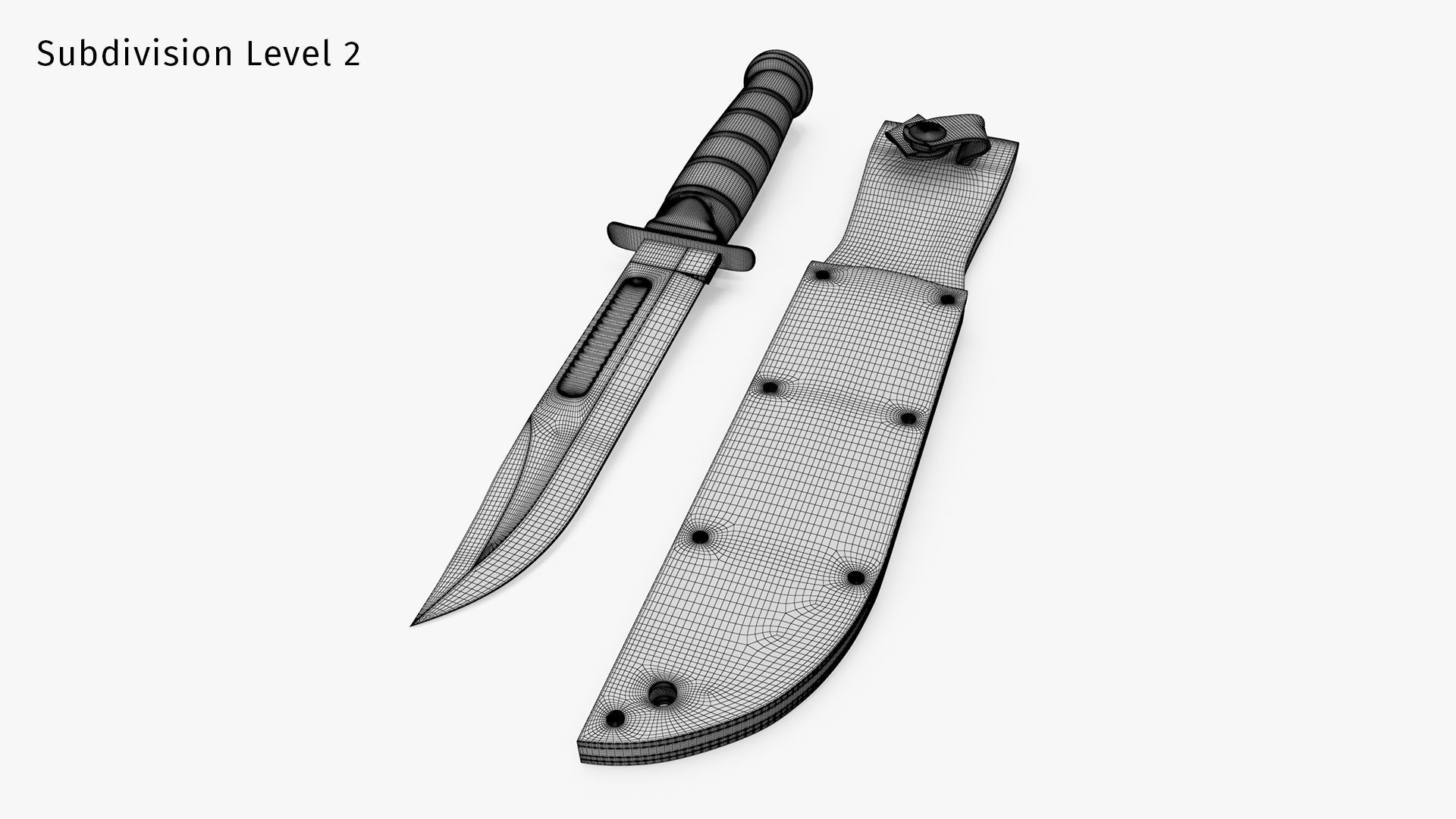 USMC Ka-Bar with Leather Sheat 3D model_16