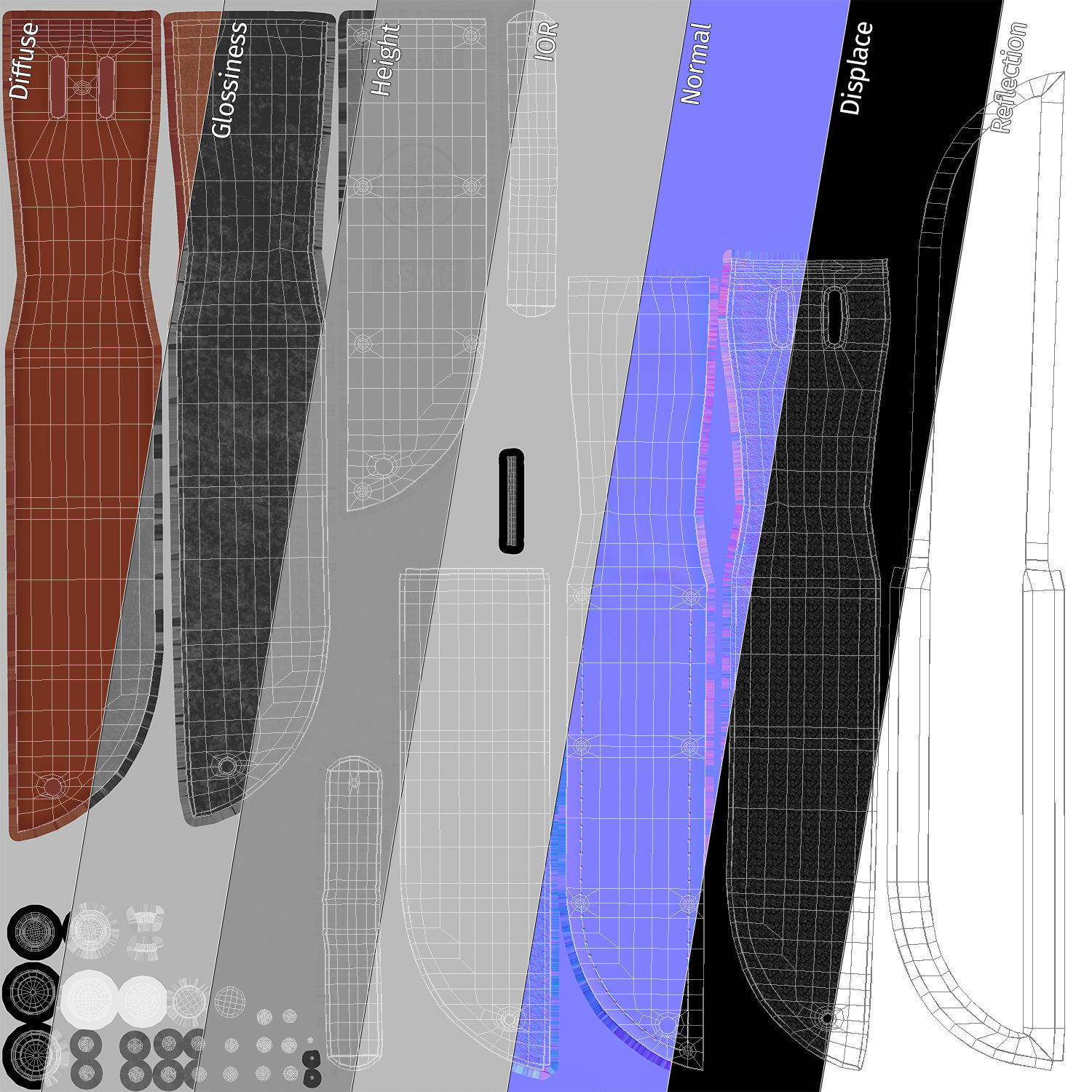 USMC Ka-Bar with Leather Sheat 3D model_23