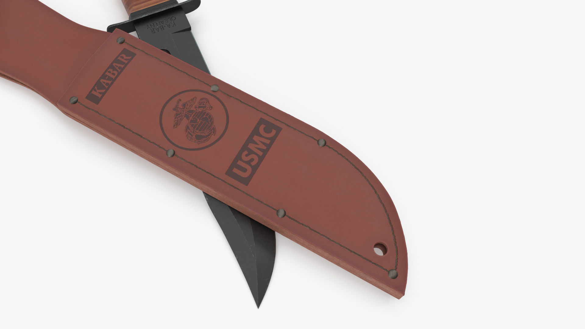 USMC Ka-Bar with Leather Sheat 3D model_12