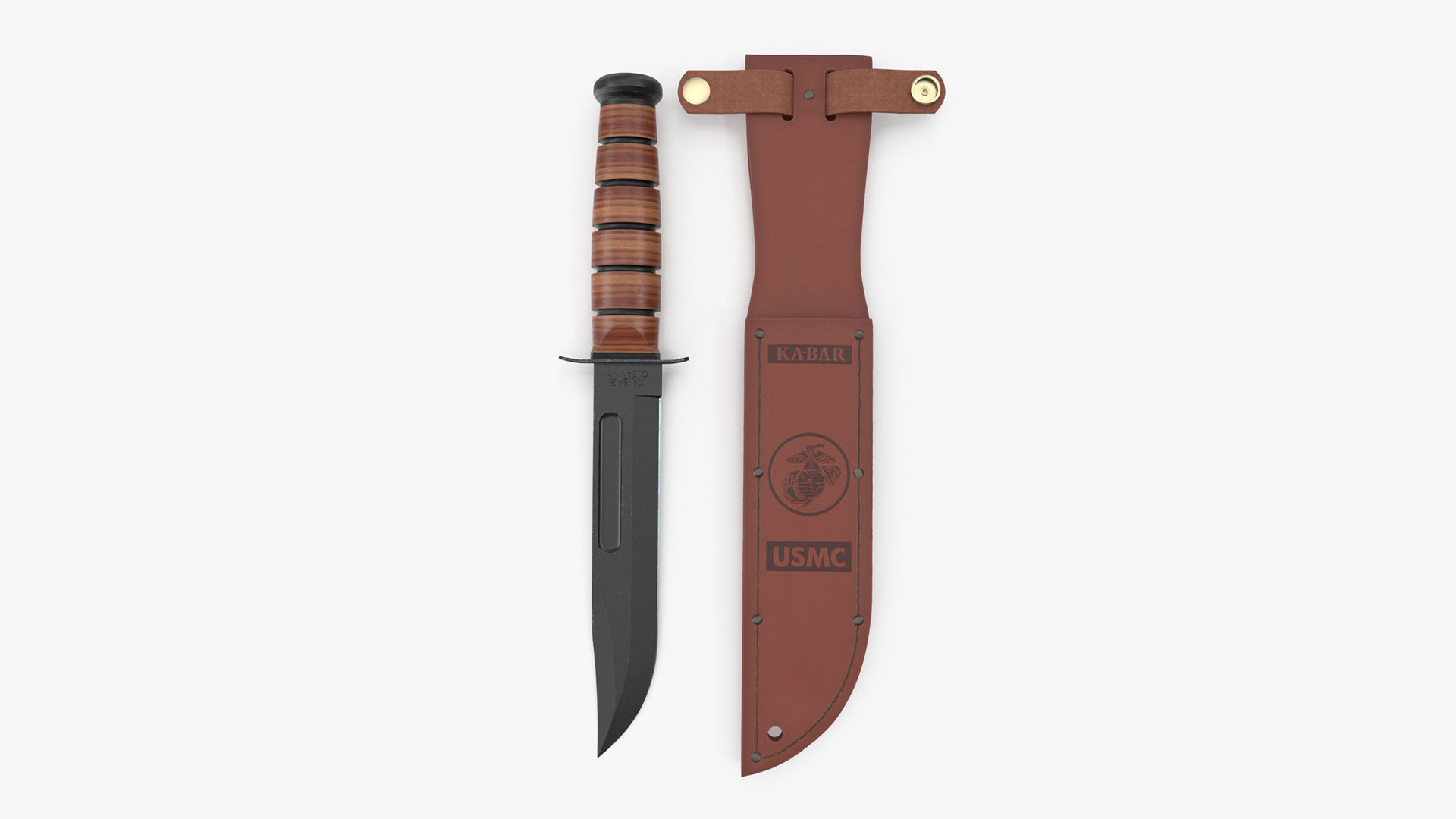 USMC Ka-Bar with Leather Sheat 3D model_10