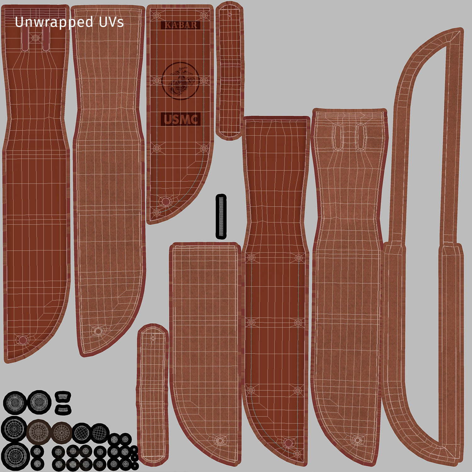 USMC Ka-Bar with Leather Sheat 3D model_21