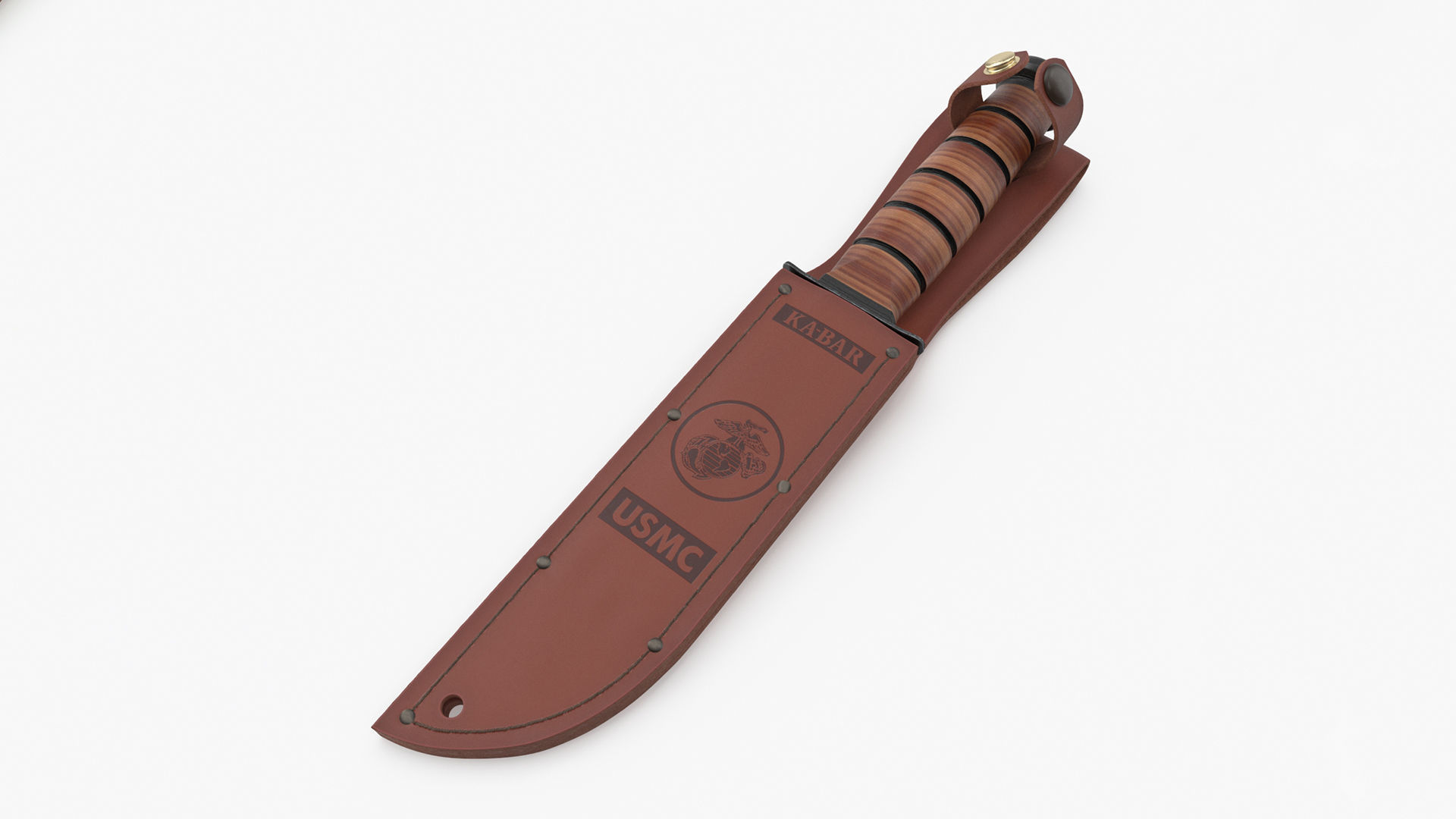 USMC Ka-Bar with Leather Sheat 3D model_6