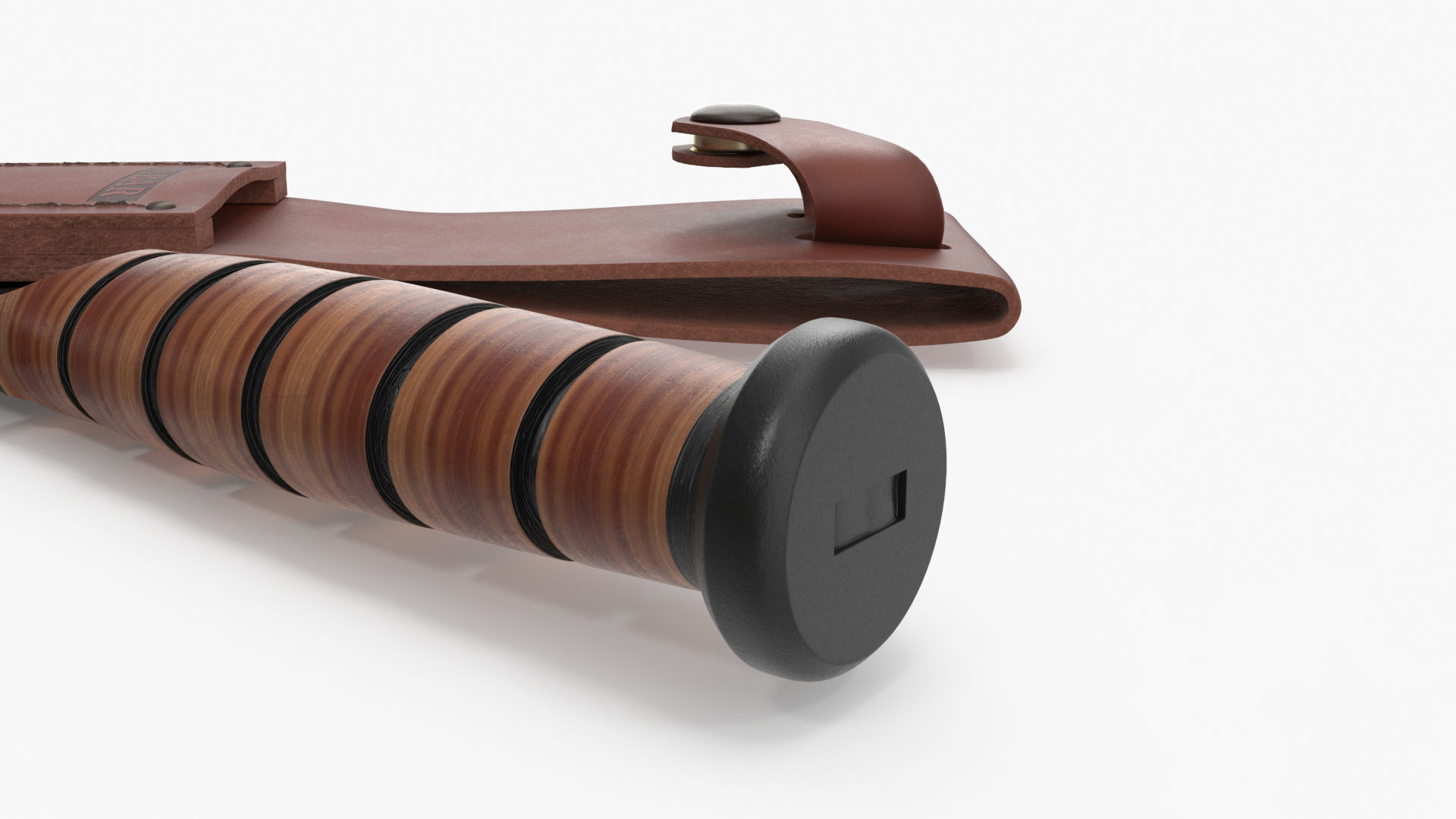 USMC Ka-Bar with Leather Sheat 3D model_11