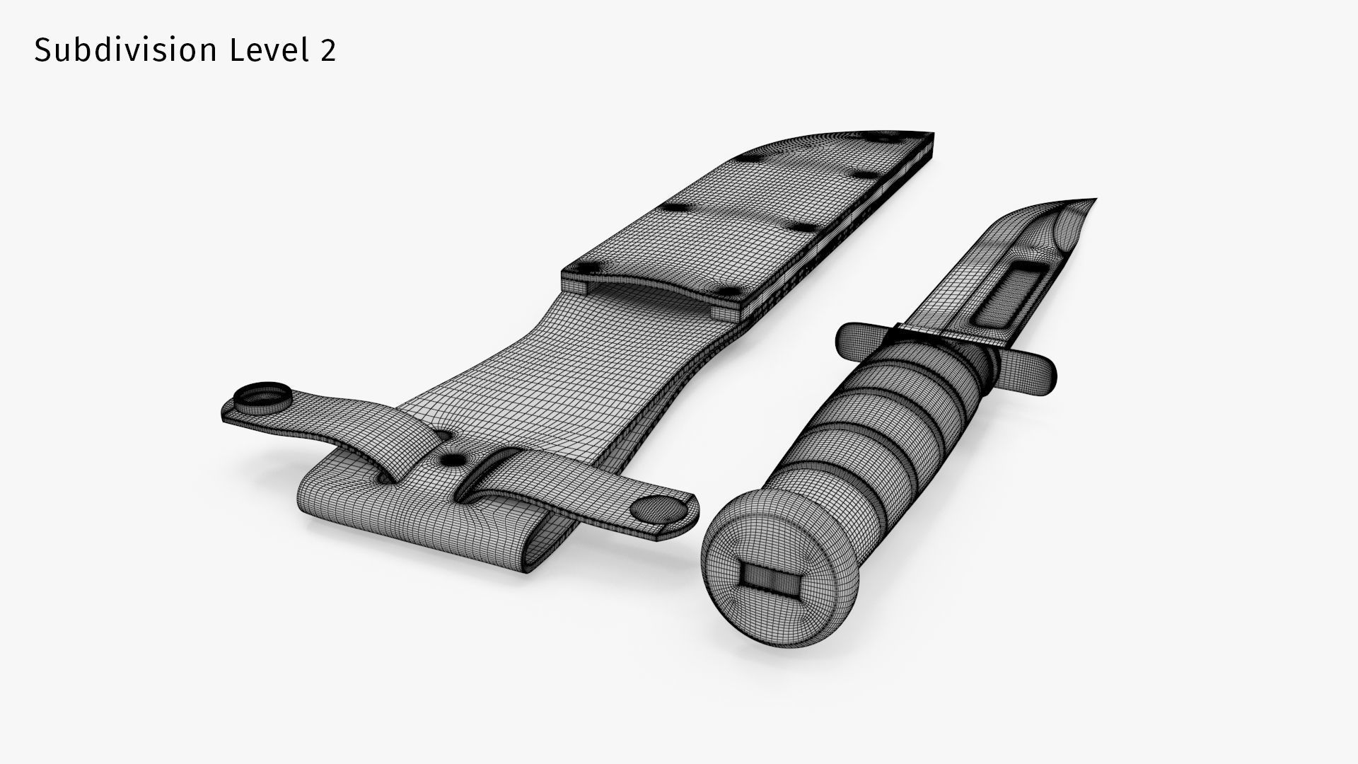 USMC Ka-Bar with Leather Sheat 3D model_19