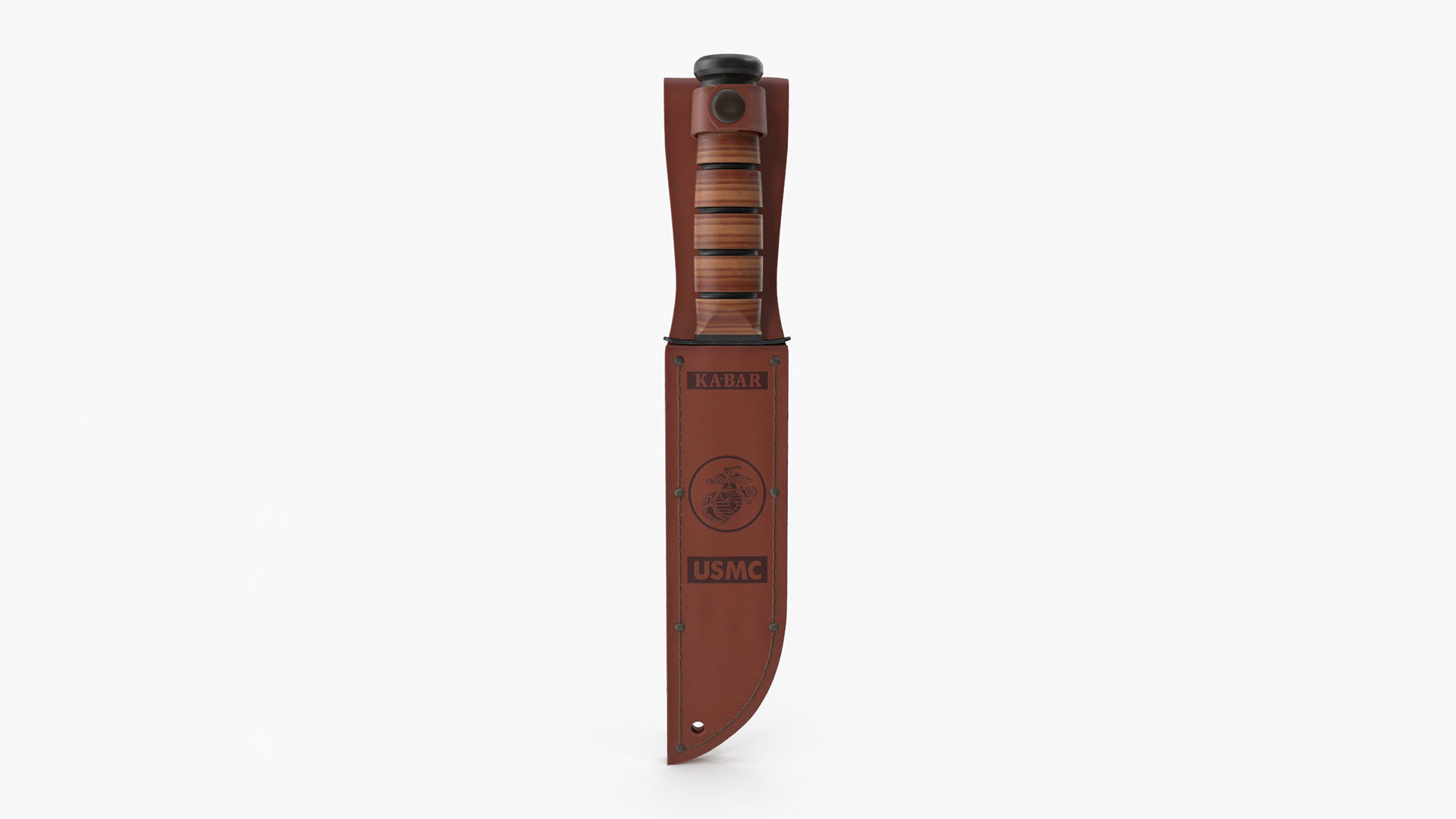 USMC Ka-Bar with Leather Sheat 3D model_2