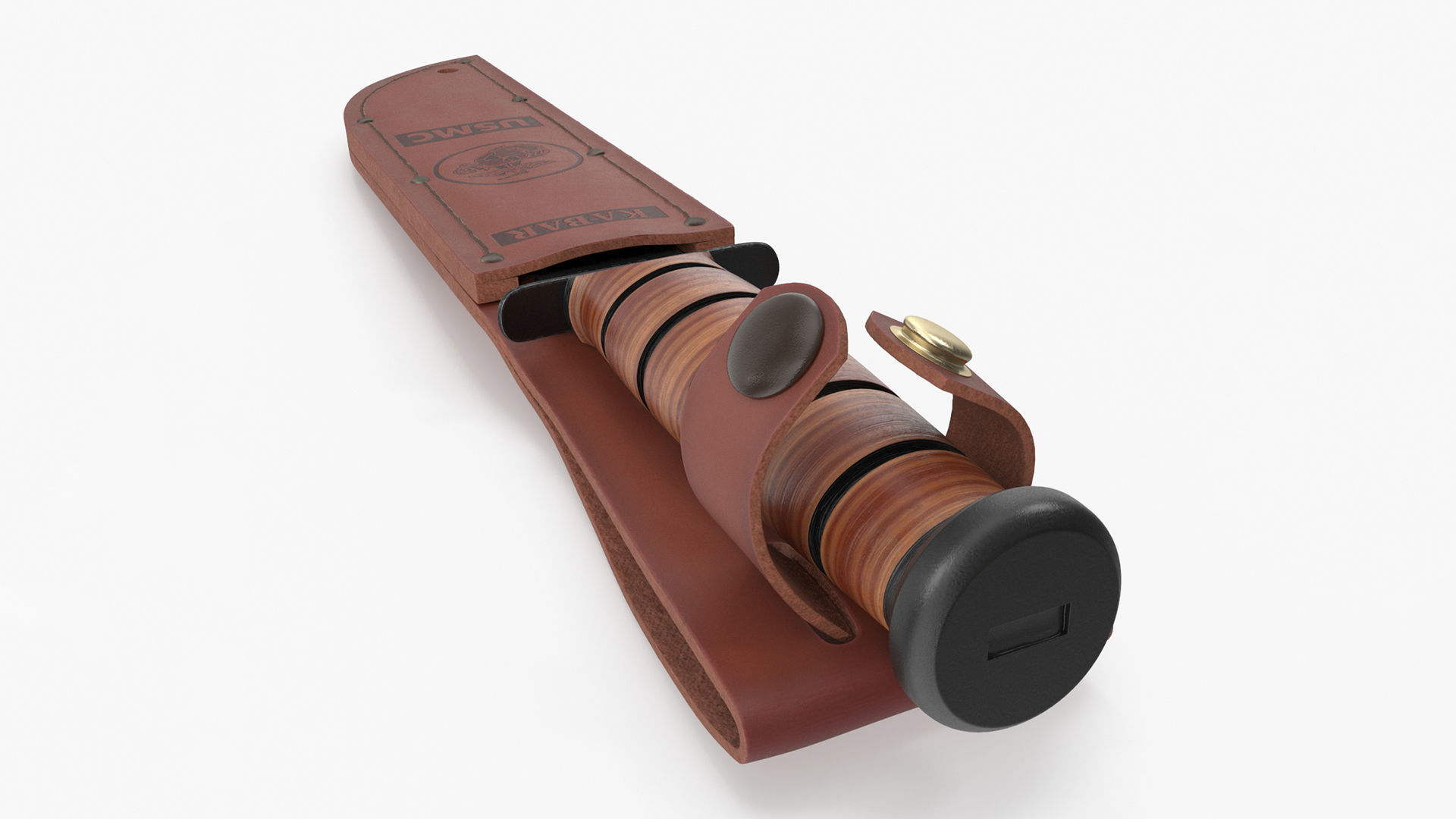 USMC Ka-Bar with Leather Sheat 3D model_3