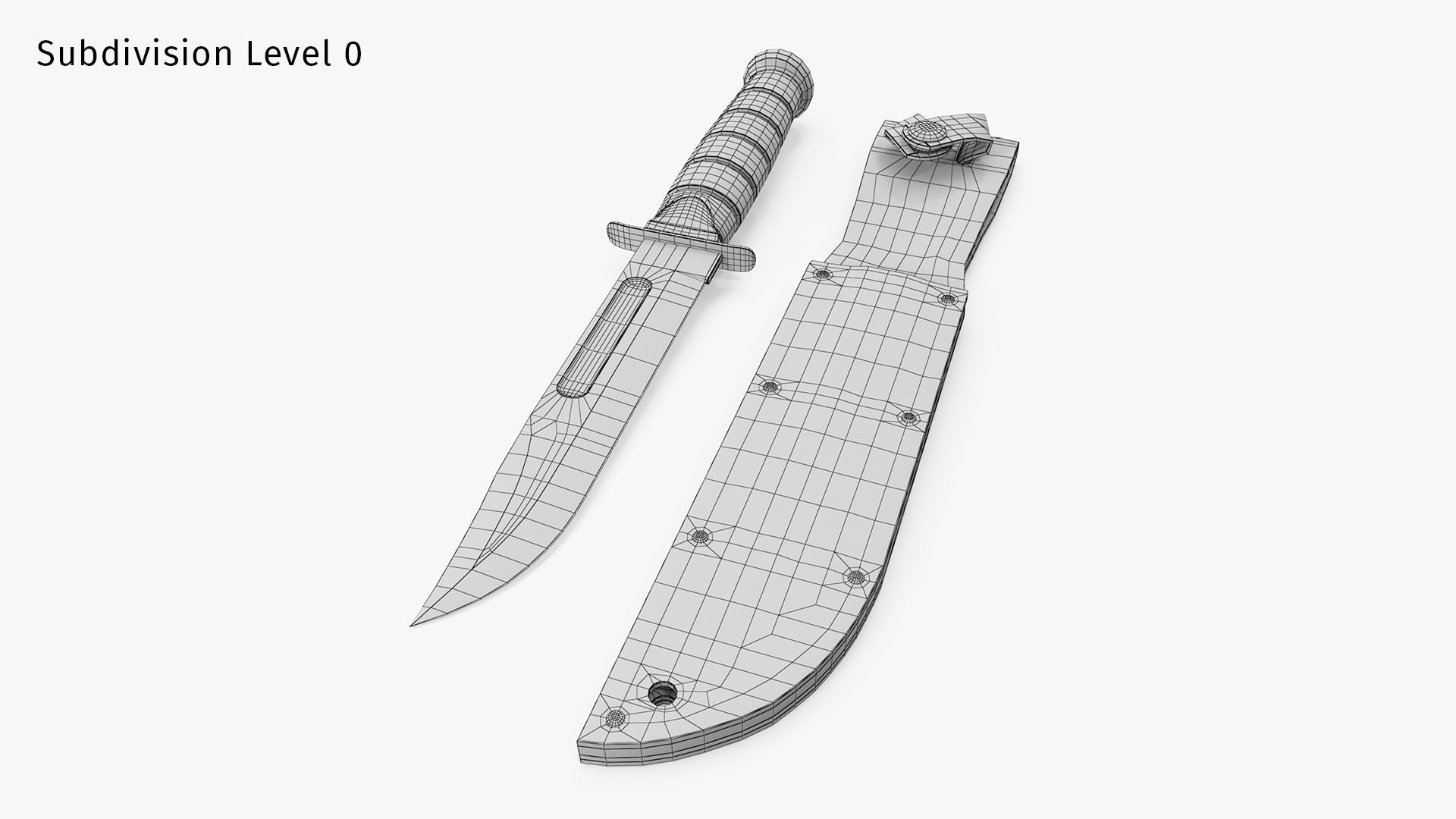 USMC Ka-Bar with Leather Sheat 3D model_14