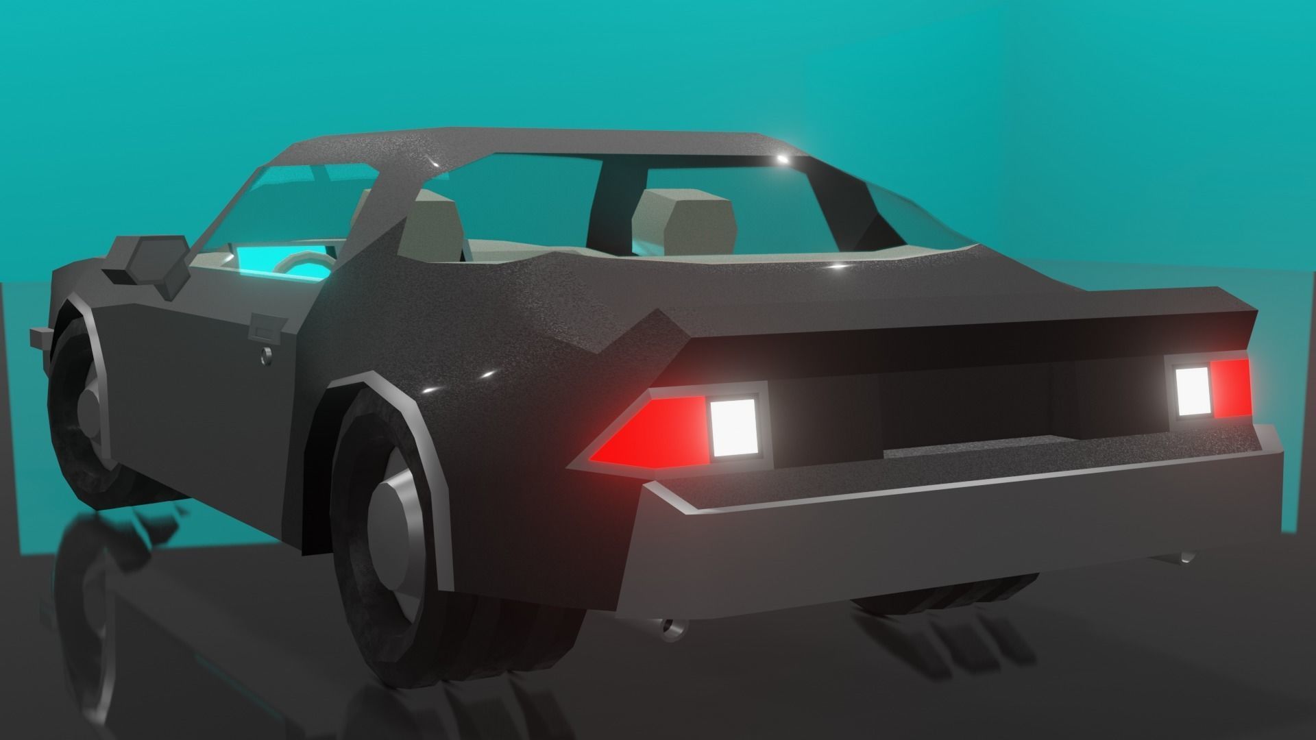 Modernized low poly 1977 styled muscle car Low-poly 3D model_1