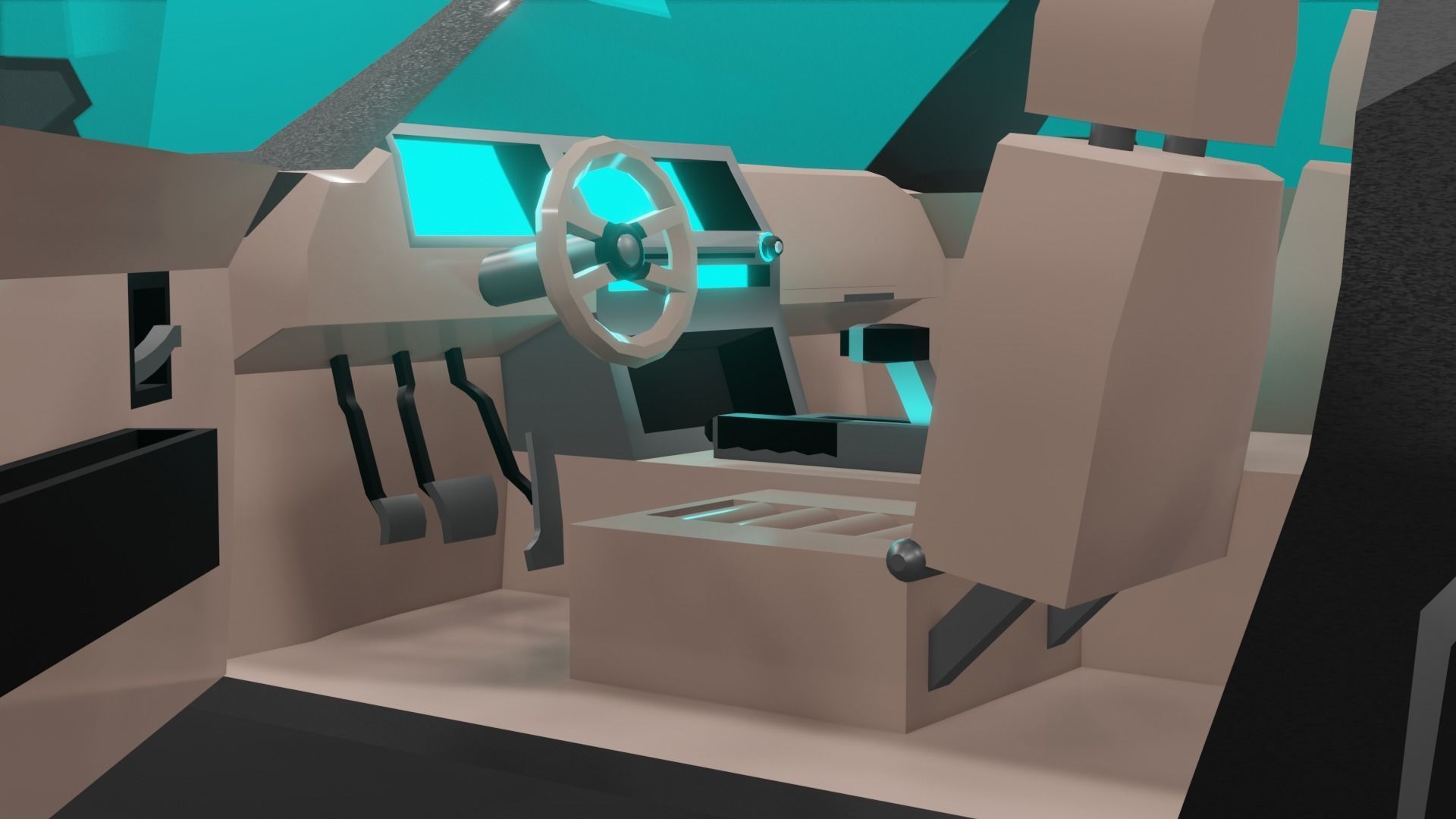 Modernized low poly 1977 styled muscle car Low-poly 3D model_2