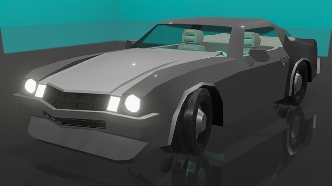 Modernized low poly 1977 styled muscle car Low-poly 3D model