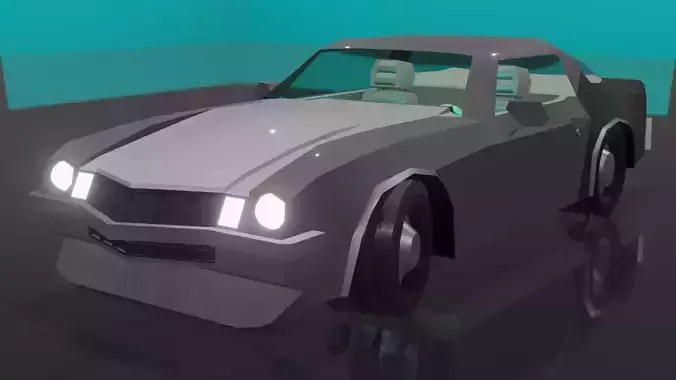 Modernized low poly 1977 styled muscle car Low-poly 3D model