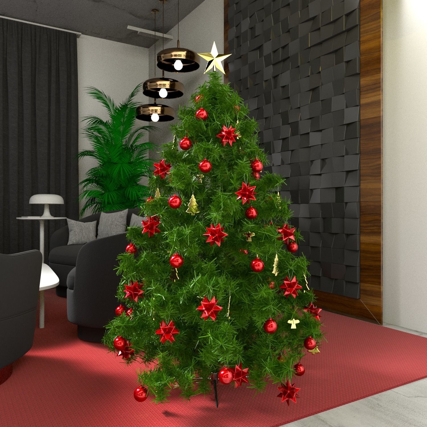 Beautiful Decorated Christmas Tree 3D model_3