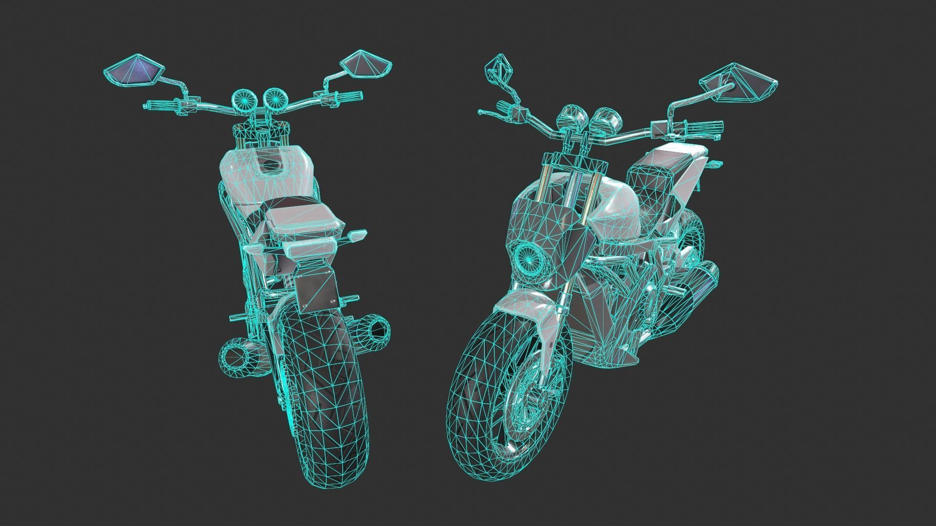 Generic Motorcycle Low-poly 3D model_9