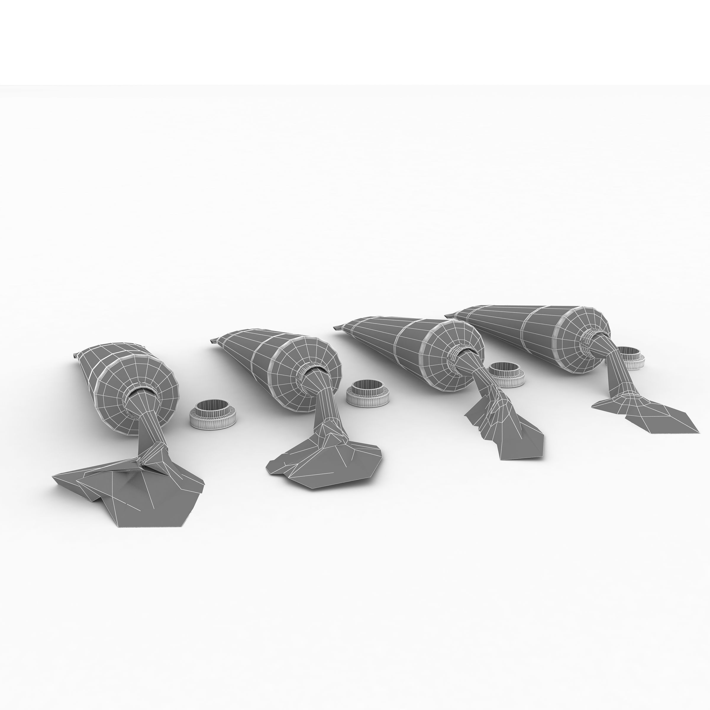 Oil Paint Tubes 4 Colors Set 3D model_9