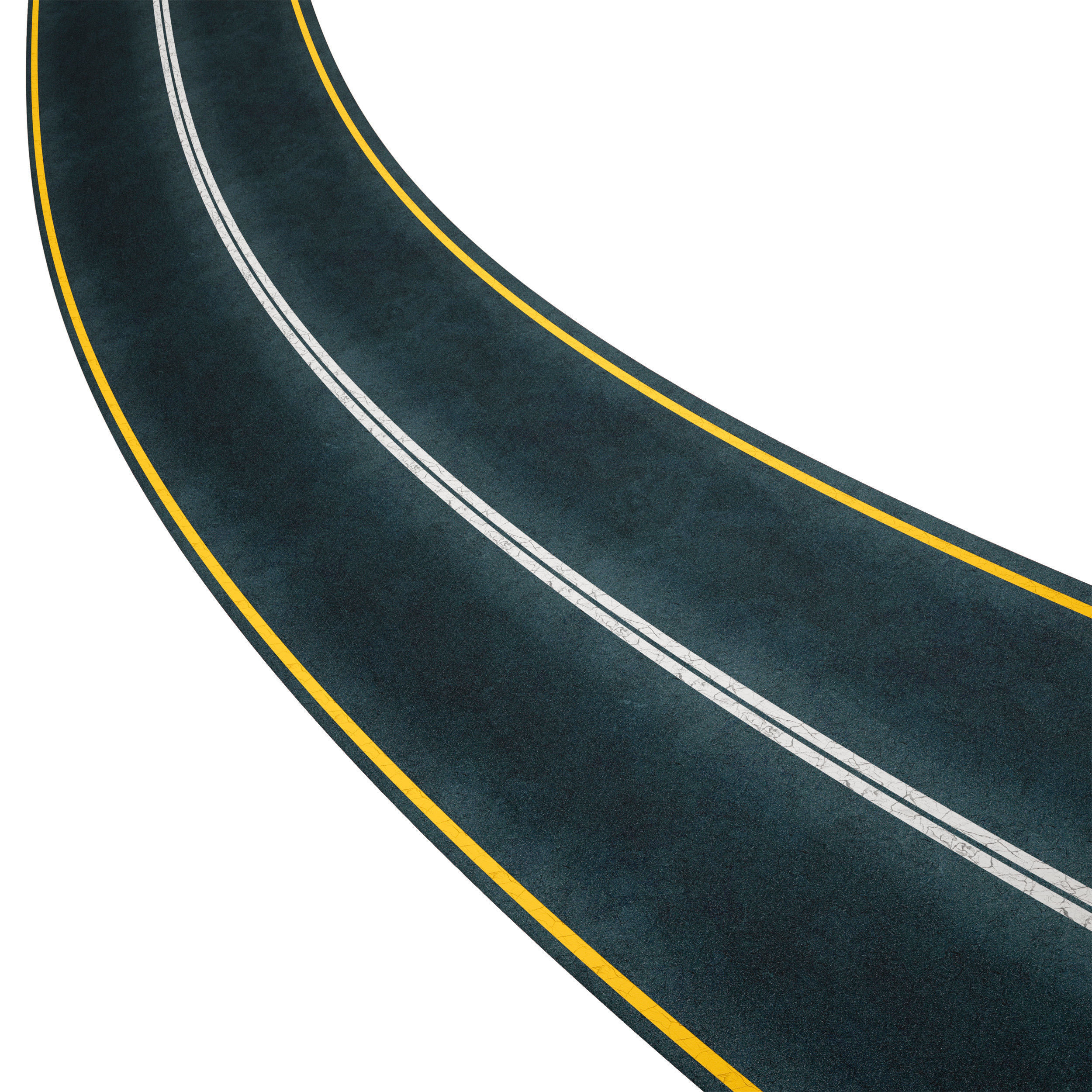 Editable winding asphalt two lane road with markings 01 3D model_7