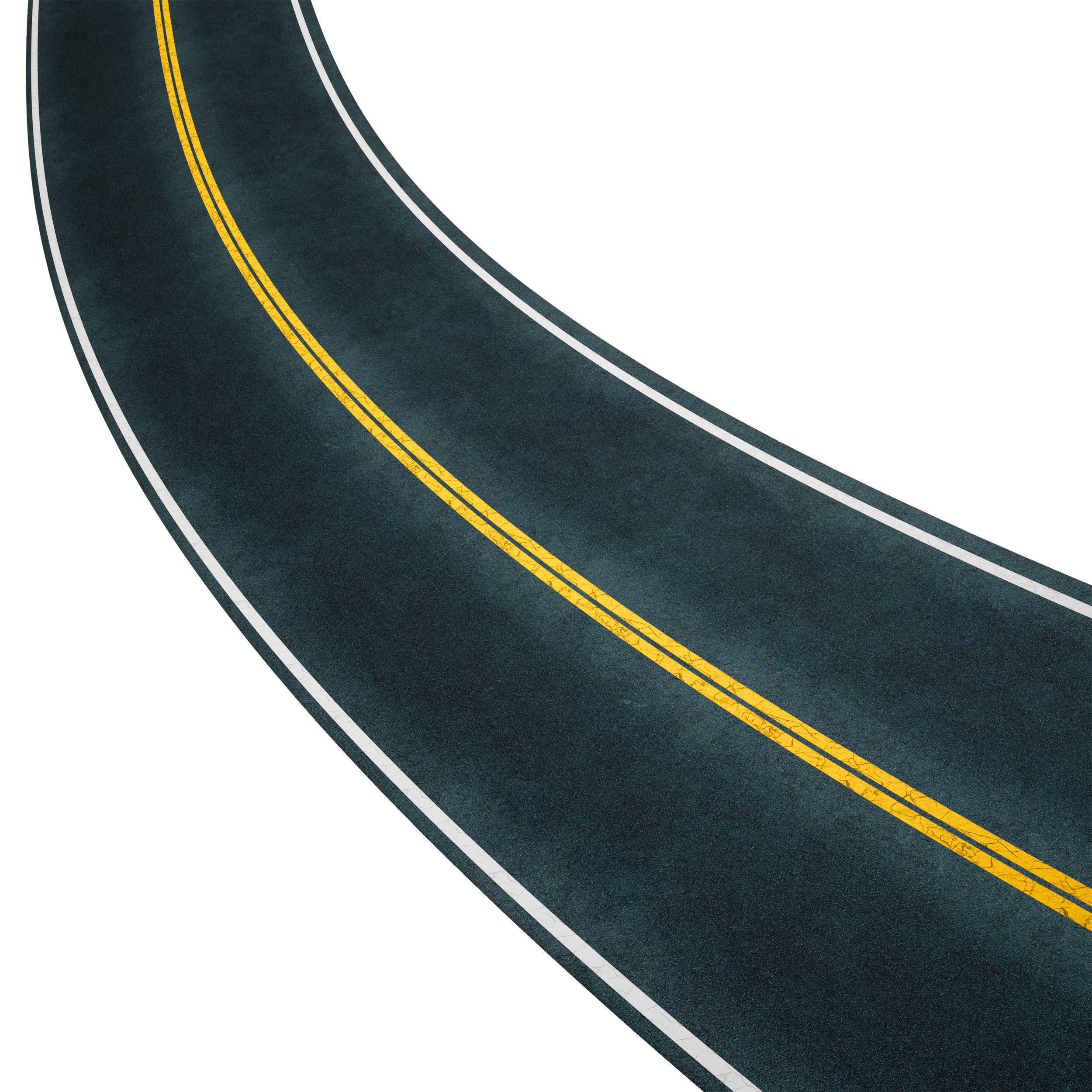 Editable winding asphalt two lane road with markings 01 3D model_4